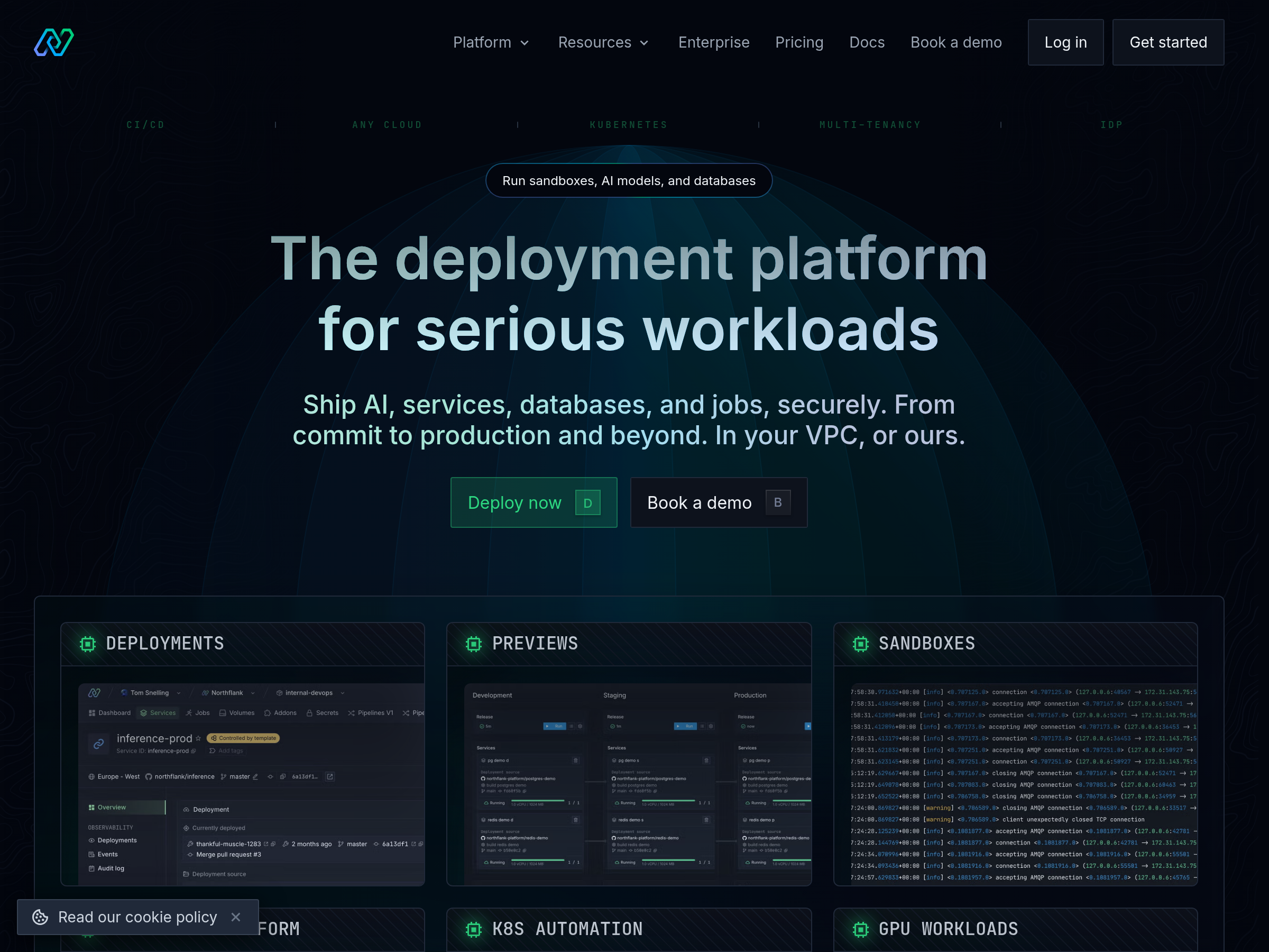 Screenshot of Northflank website