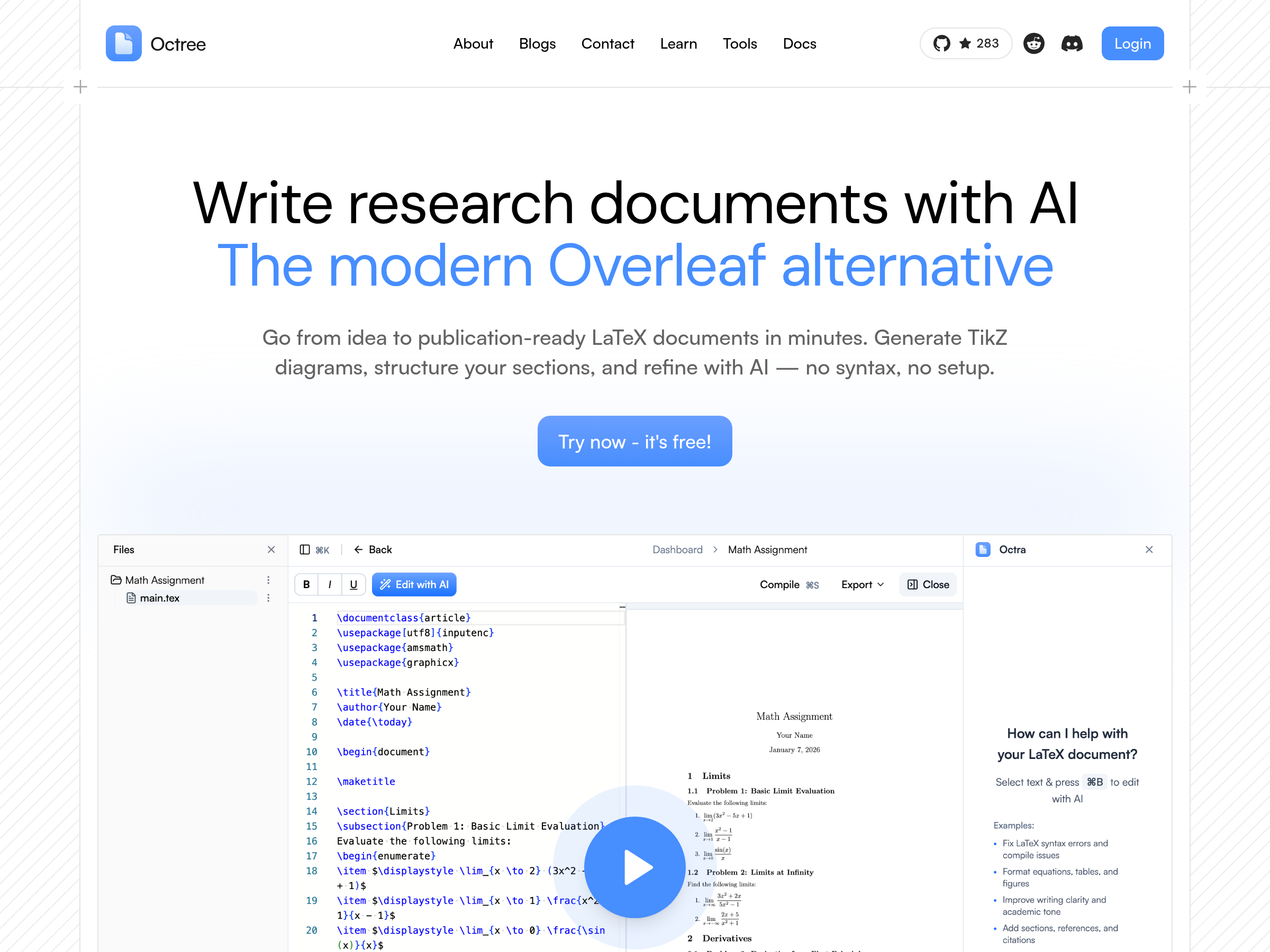 Screenshot of Octree website