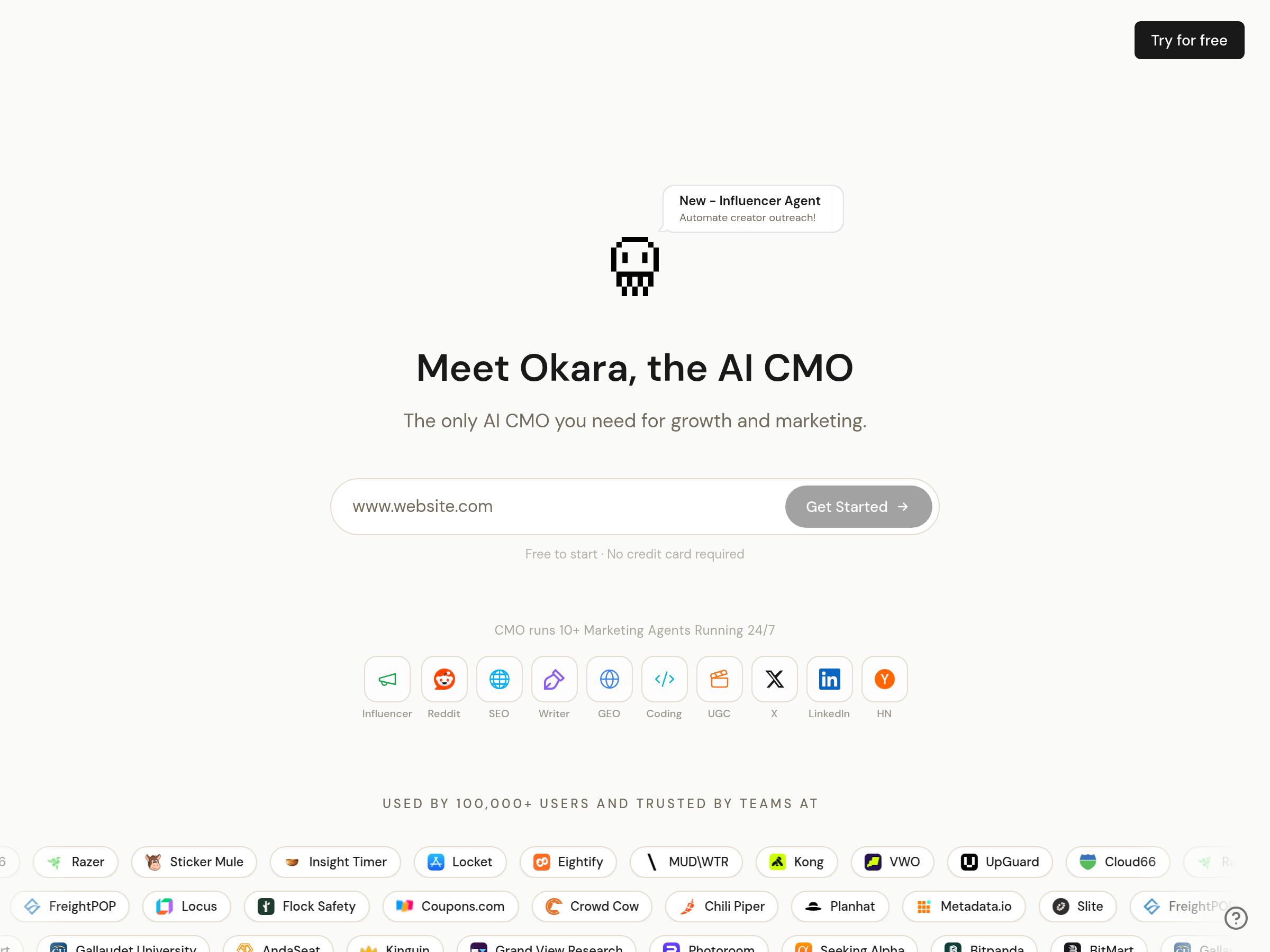 Screenshot of Okara website