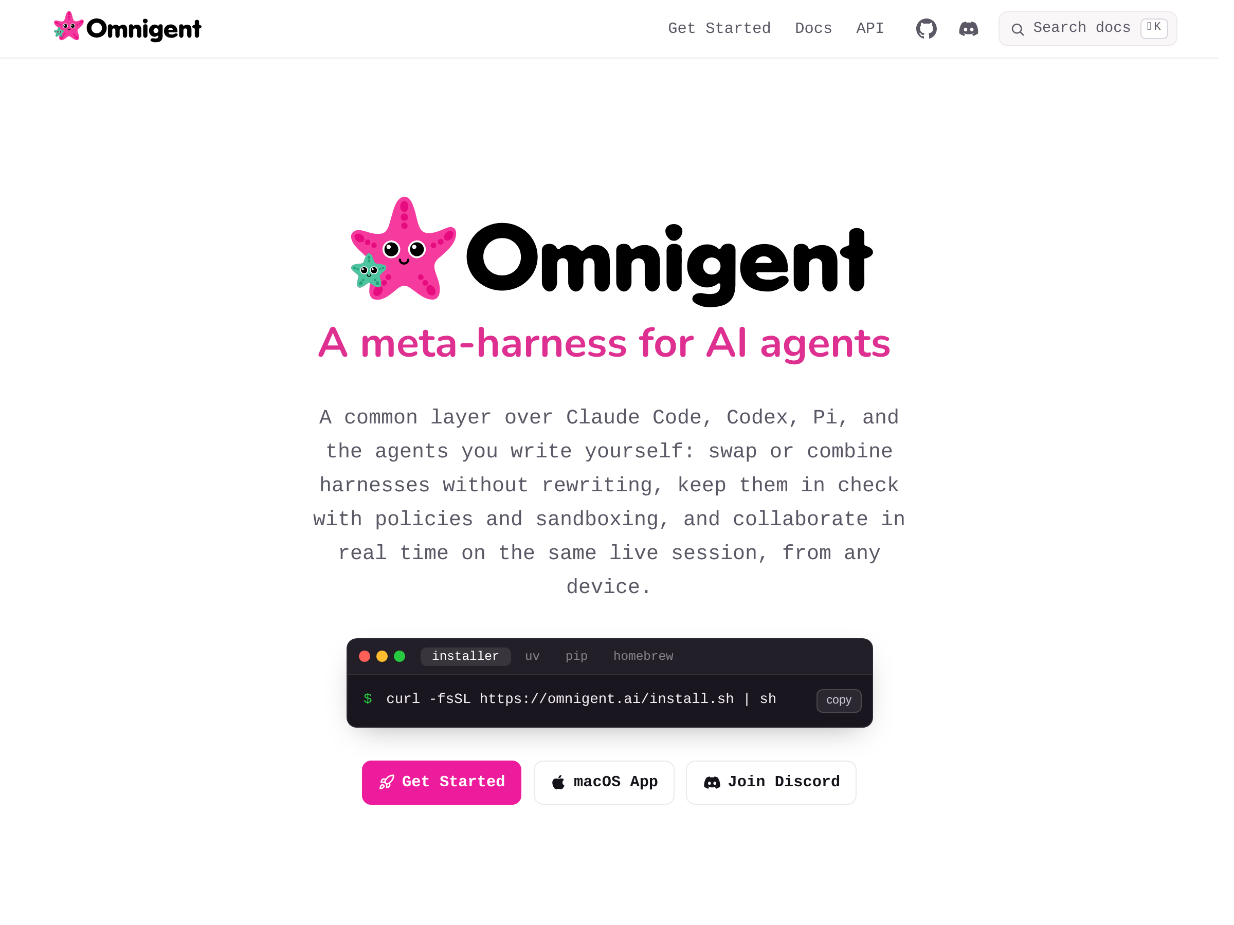 Screenshot of Omnigent website