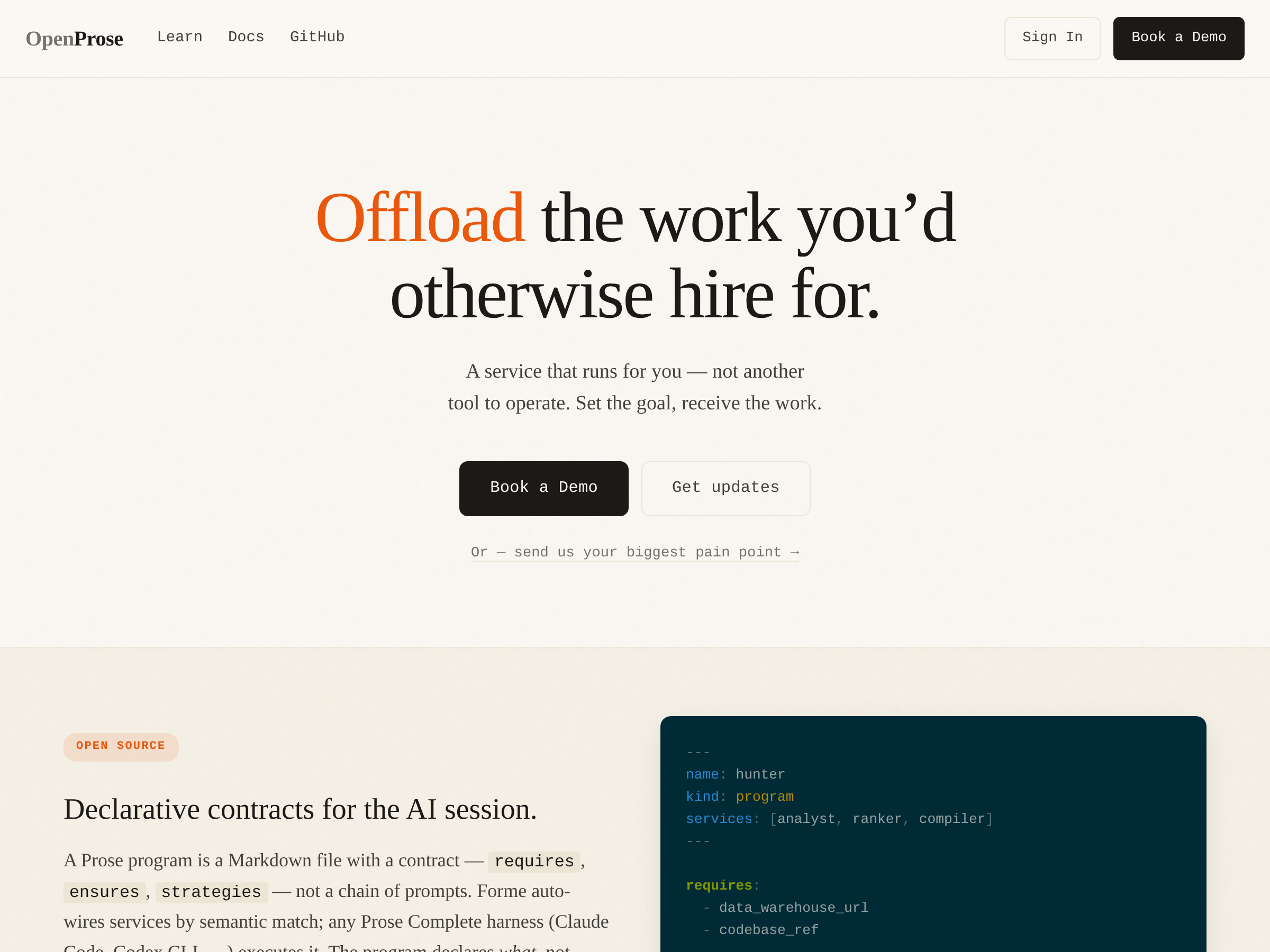 Screenshot of OpenProse website