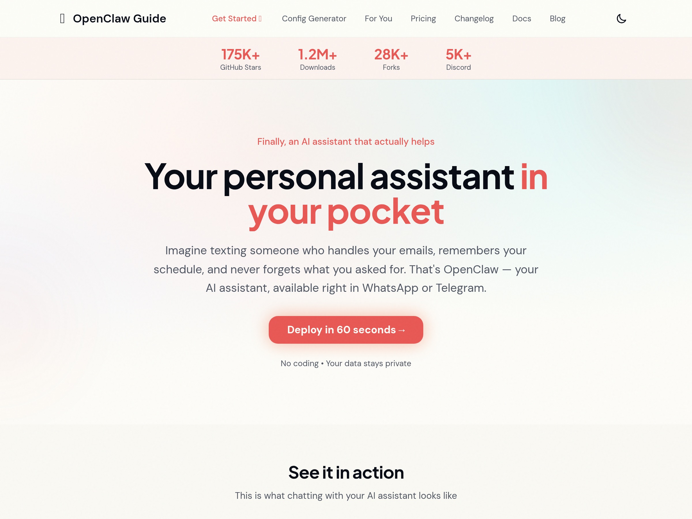 Screenshot of OpenClaw website