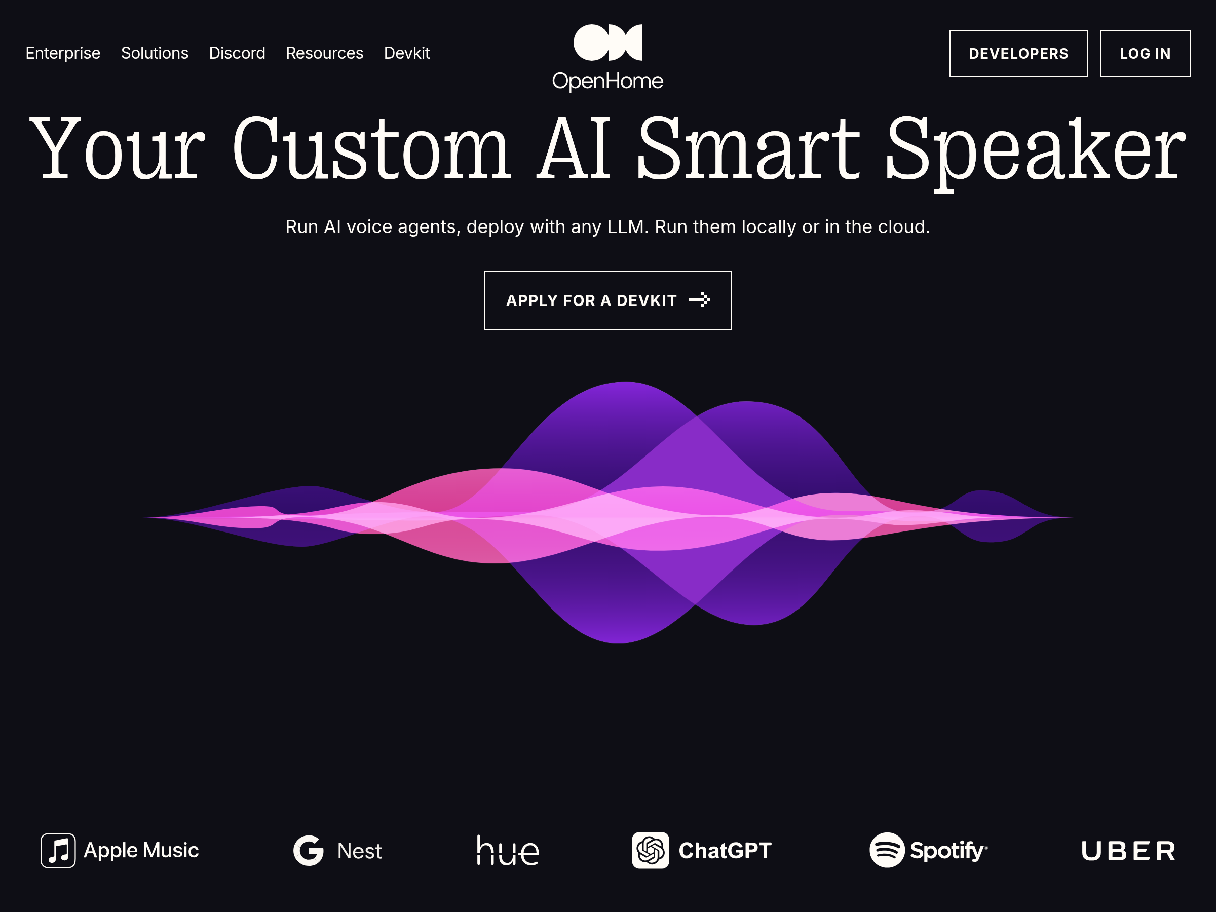 Screenshot of OpenHome website