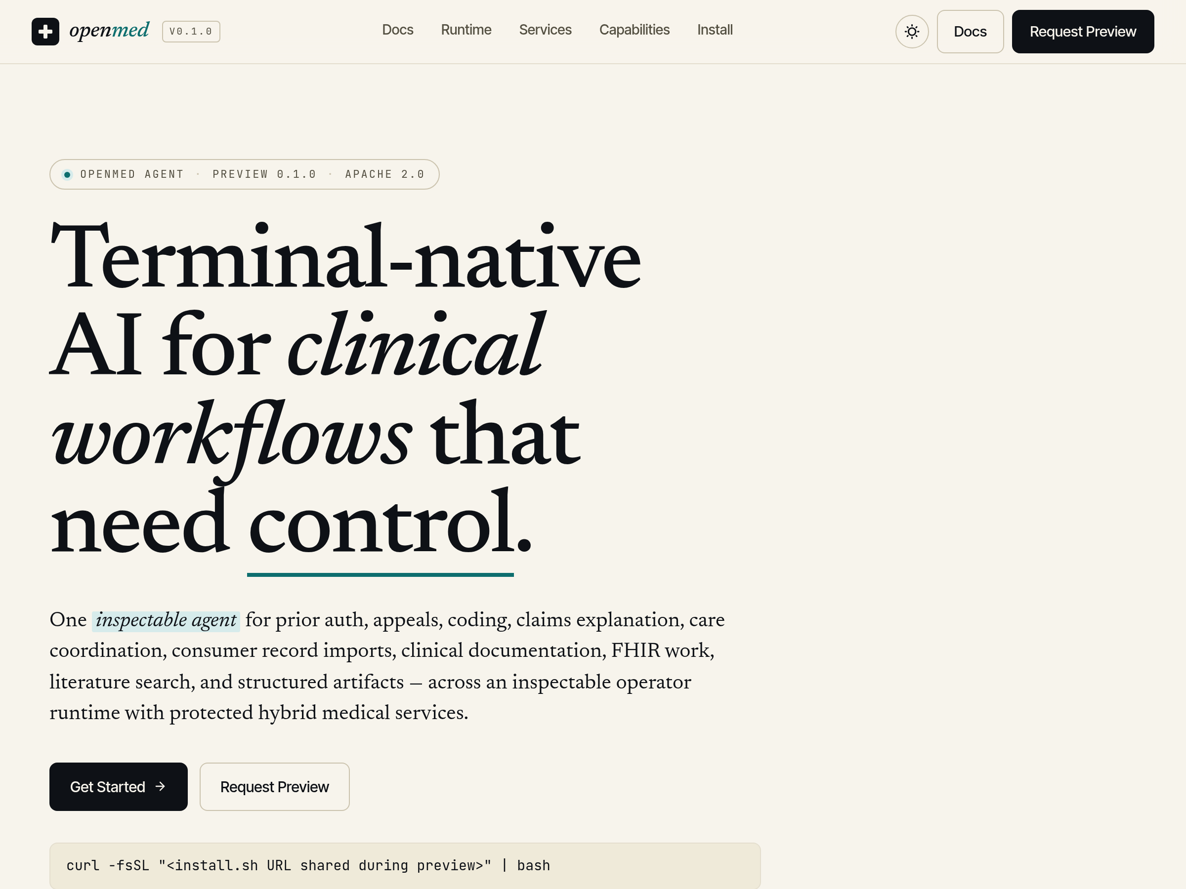 Screenshot of OpenMed Agent website