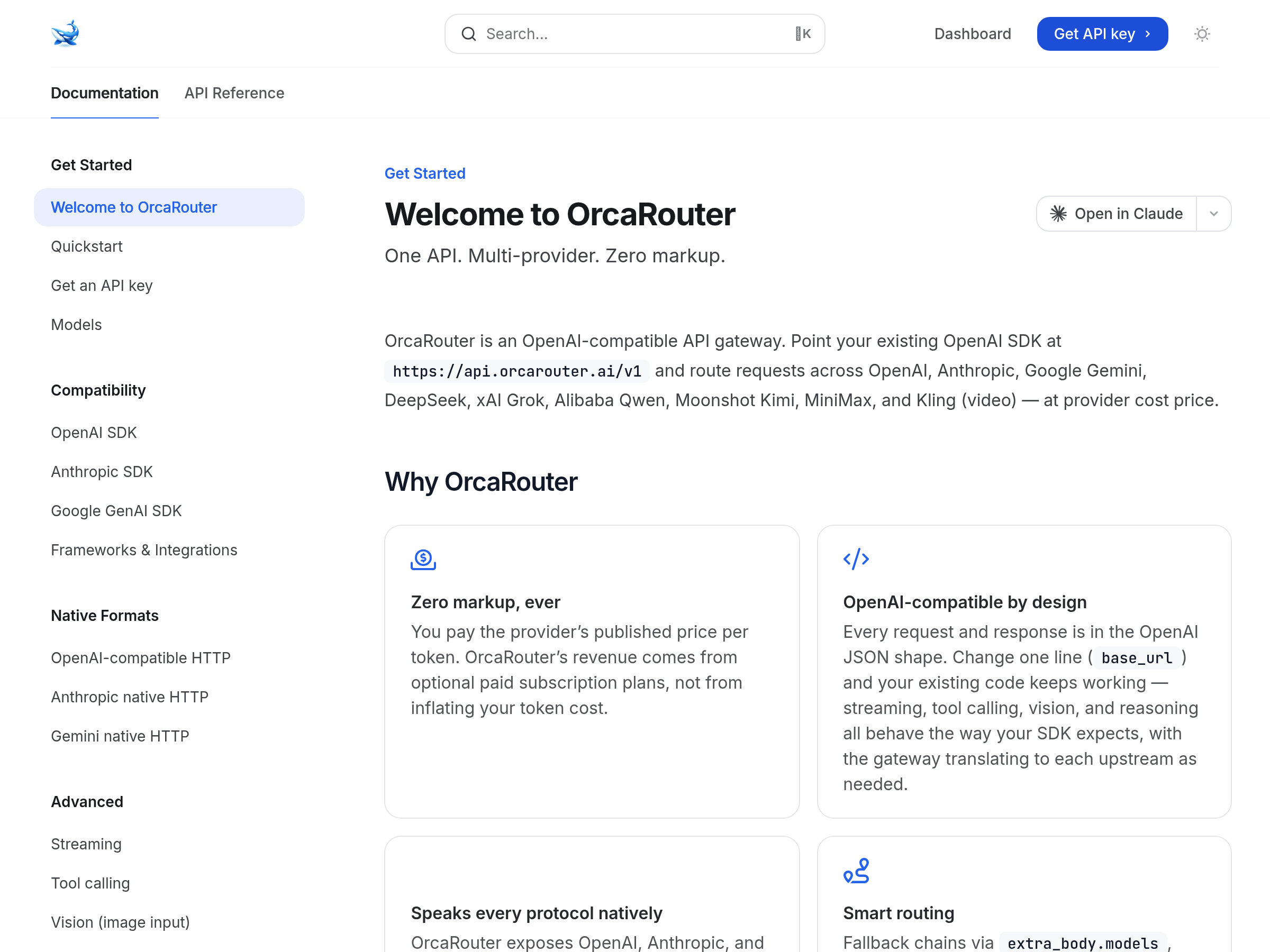 Screenshot of OrcaRouter website