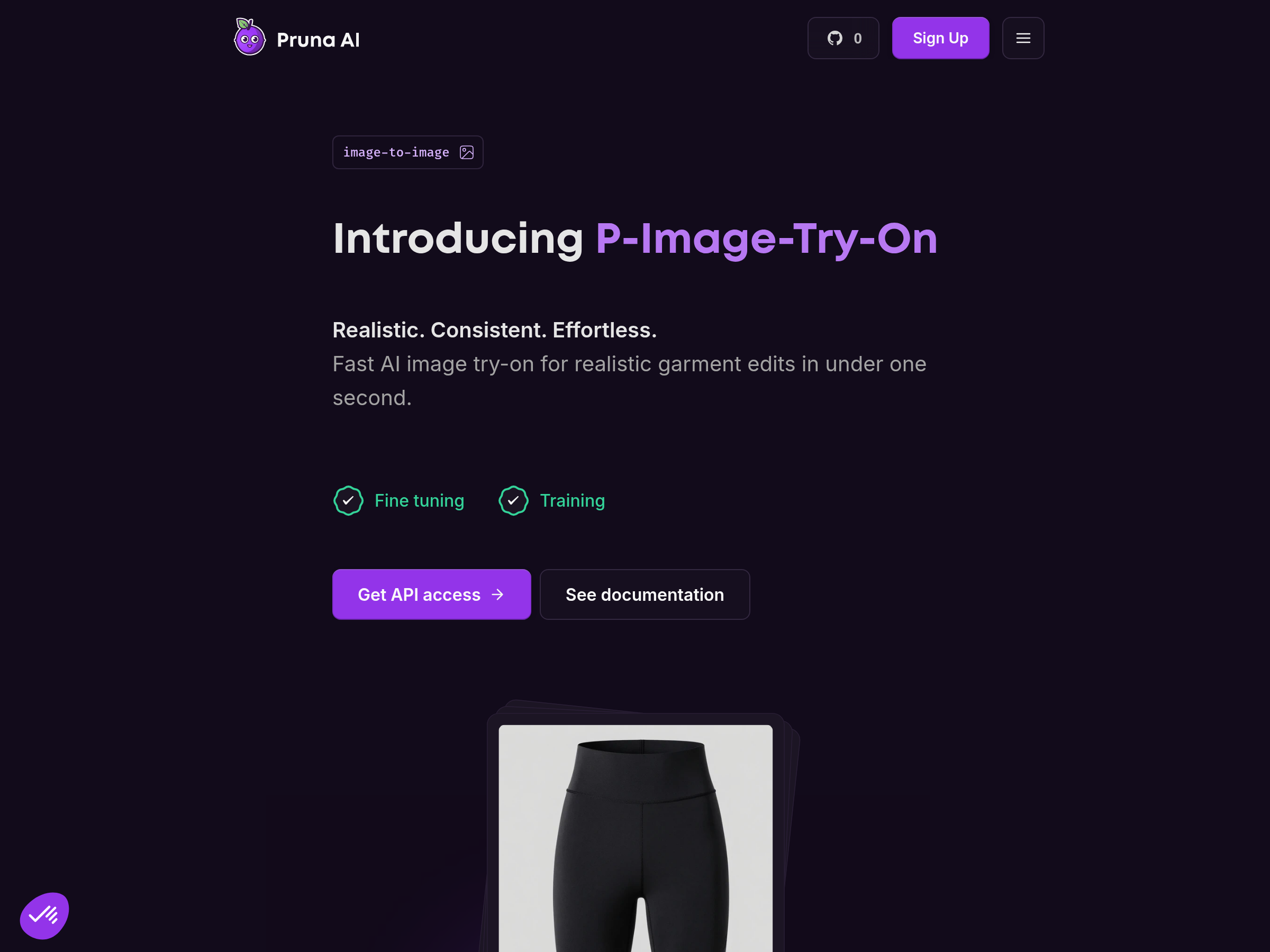 Screenshot of P-Image-Try-On website