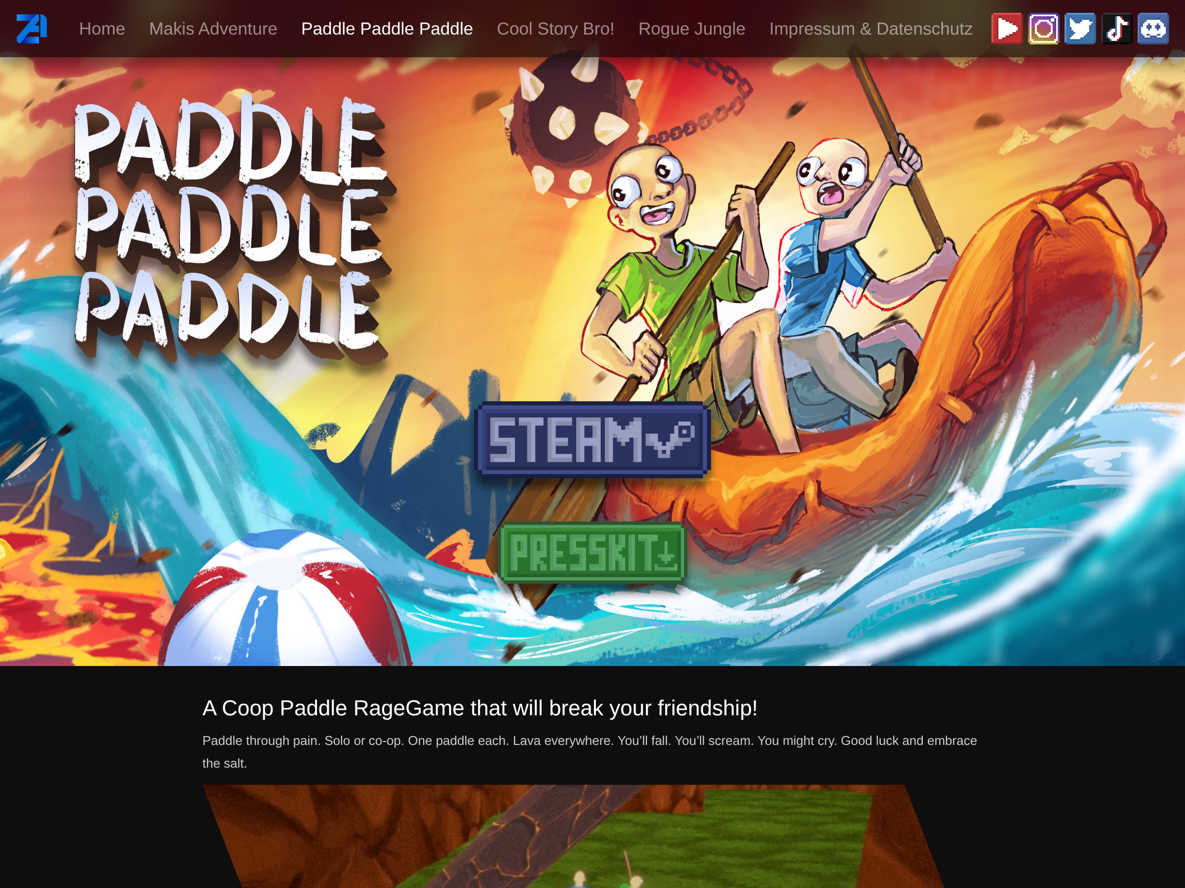 Screenshot of Paddle Paddle Paddle website
