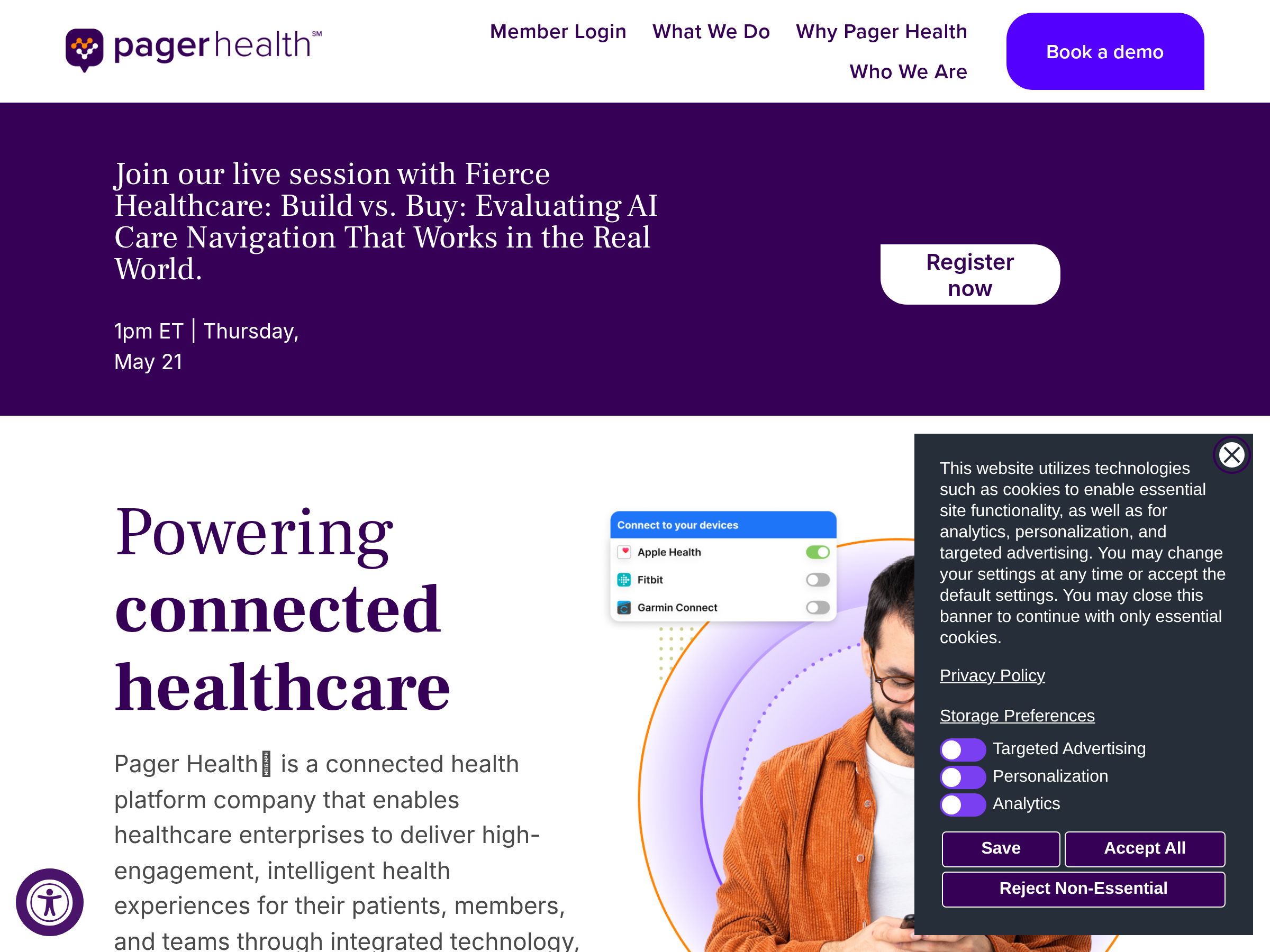 Screenshot of Pager website