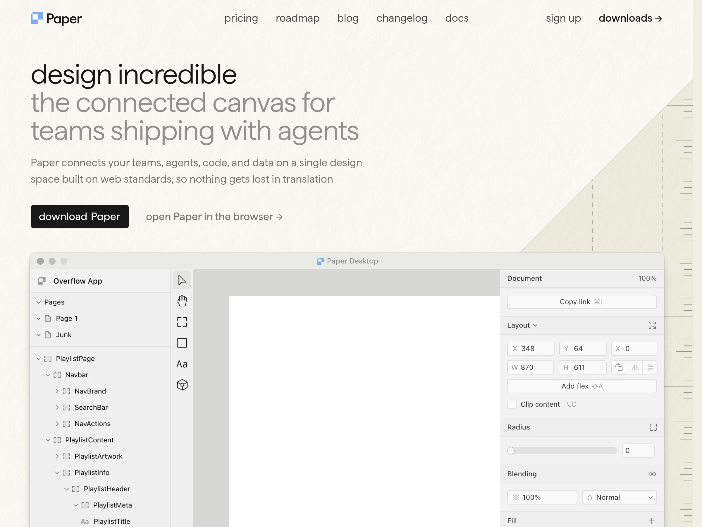 Screenshot of Paper website