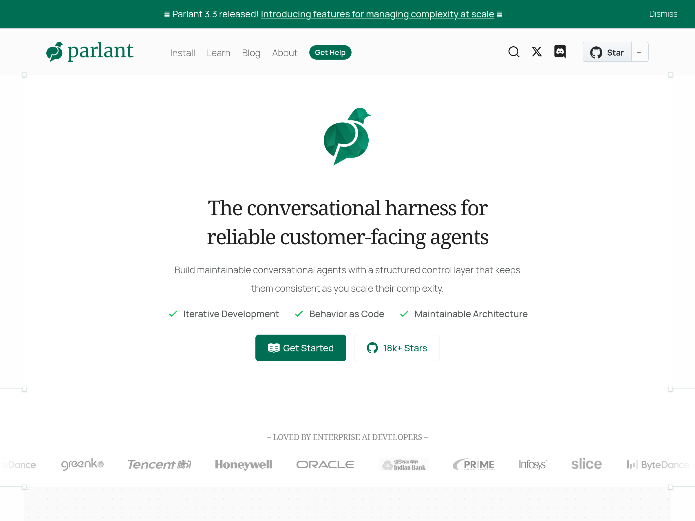 Screenshot of Parlant website