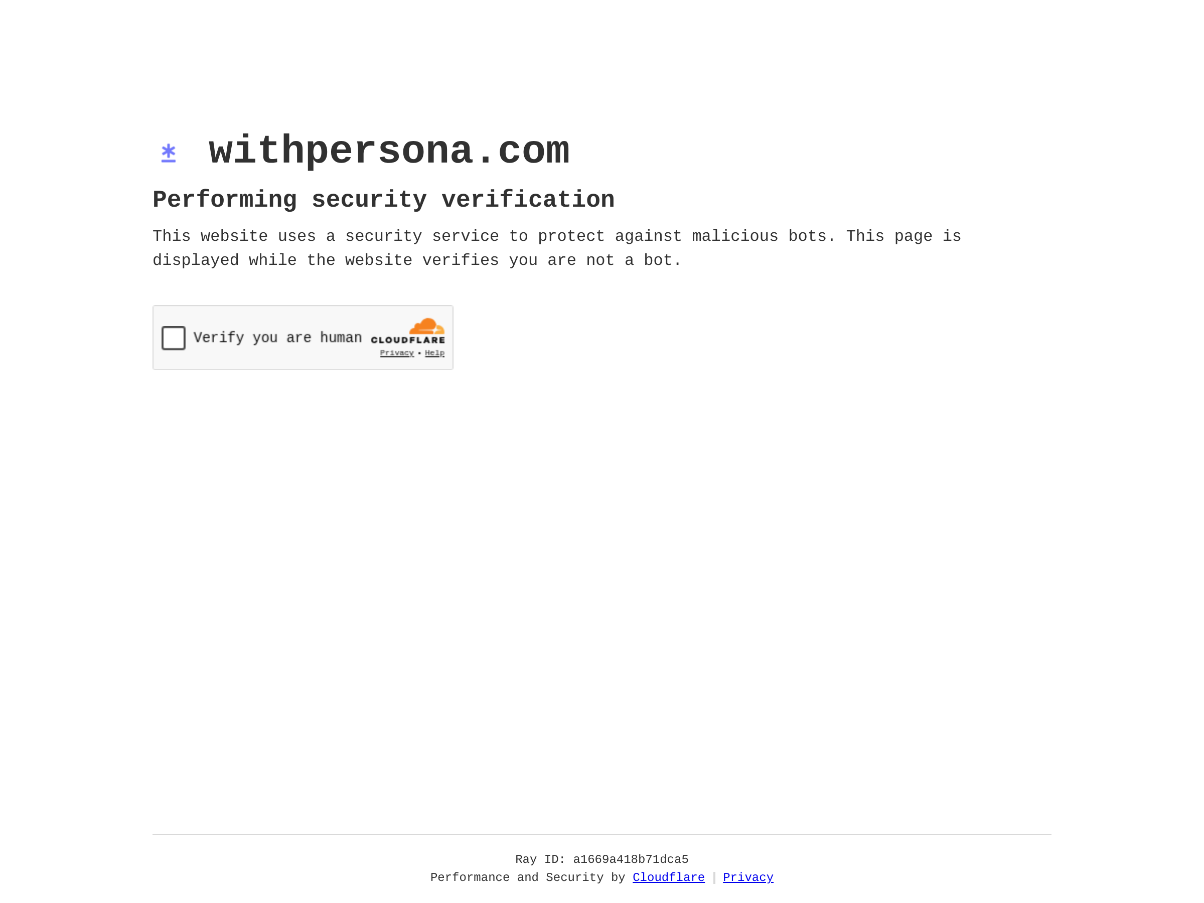 Screenshot of Persona website