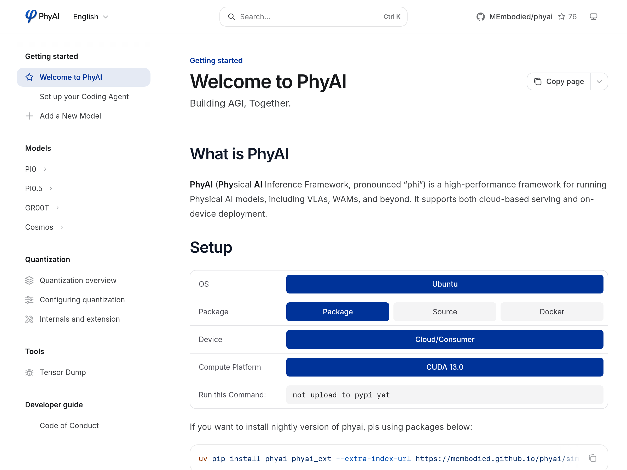 Screenshot of PhyAI website
