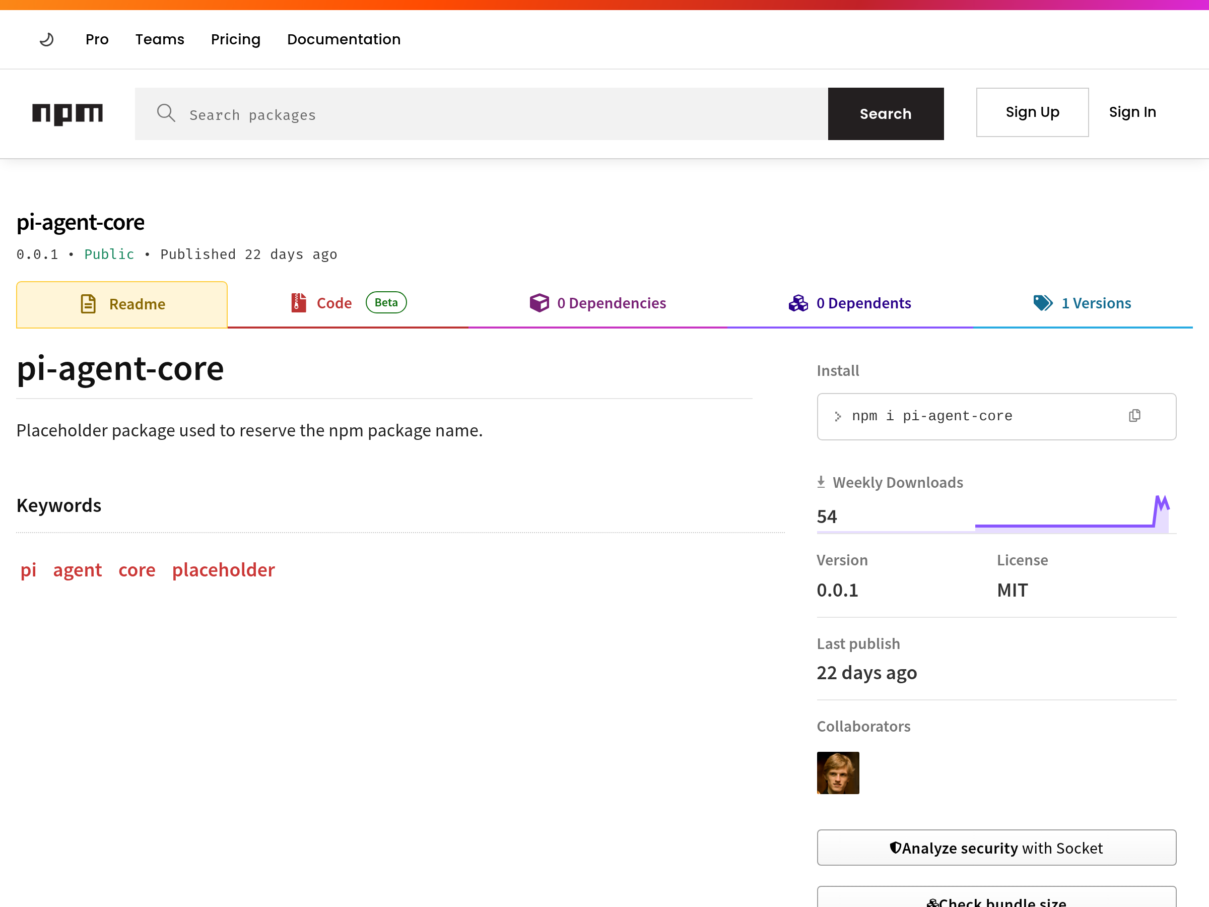 Screenshot of pi-agent-core website