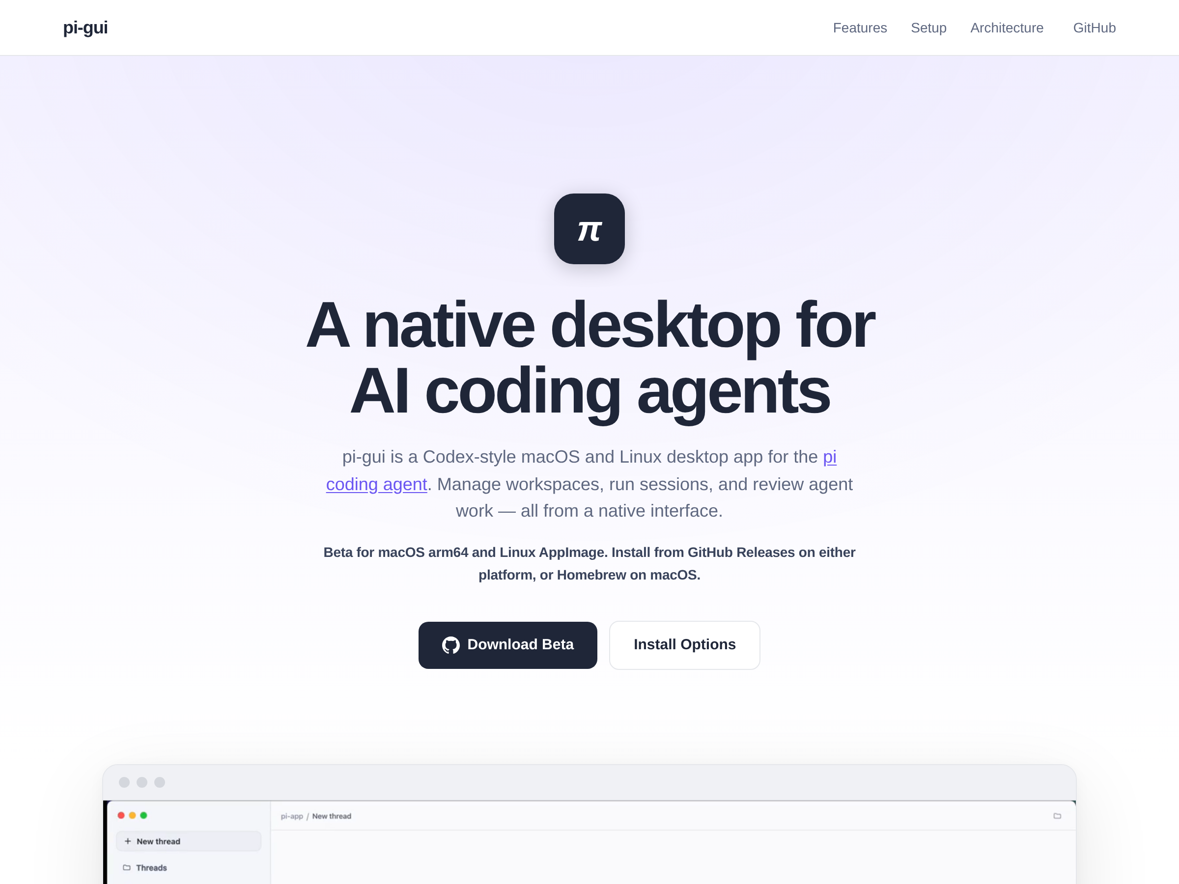 Screenshot of pi-gui website