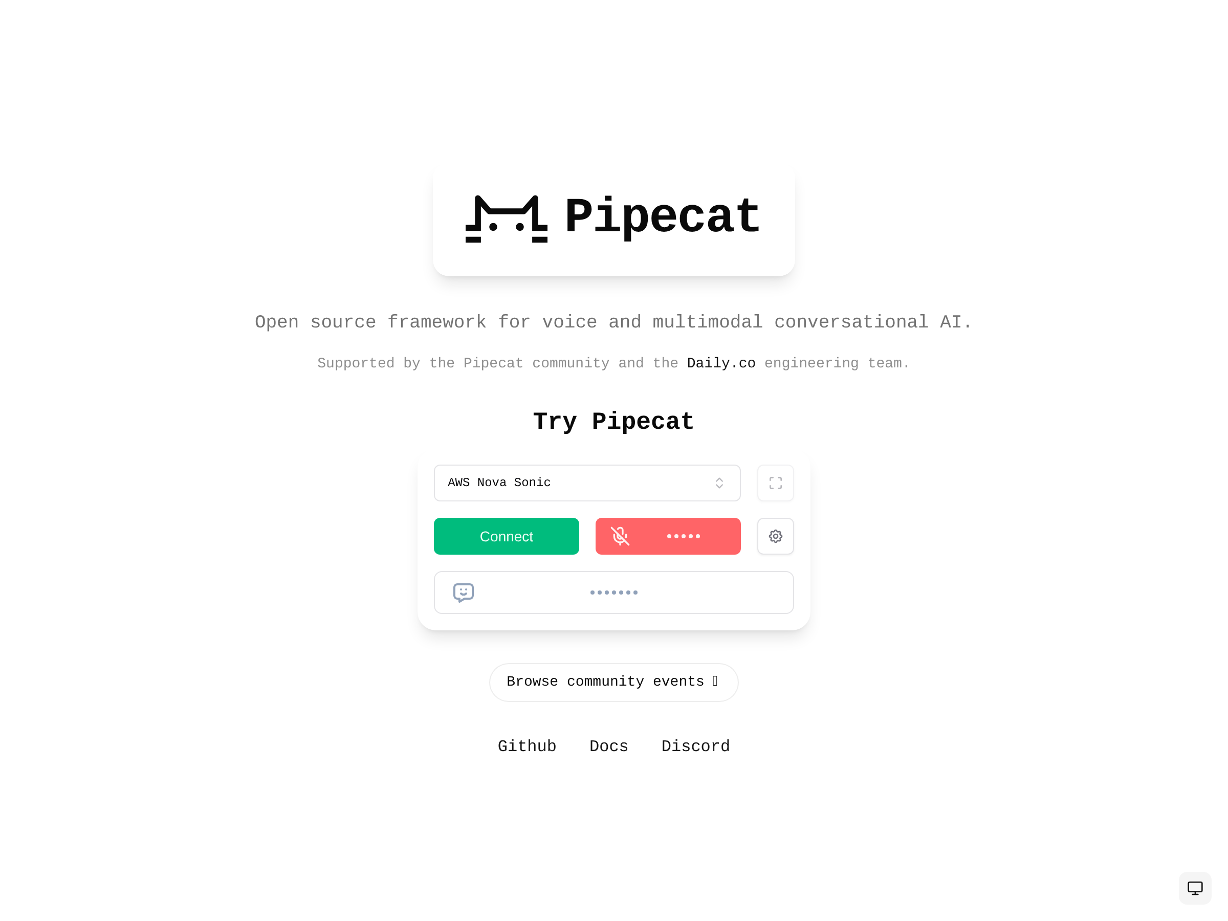 Screenshot of Pipecat website