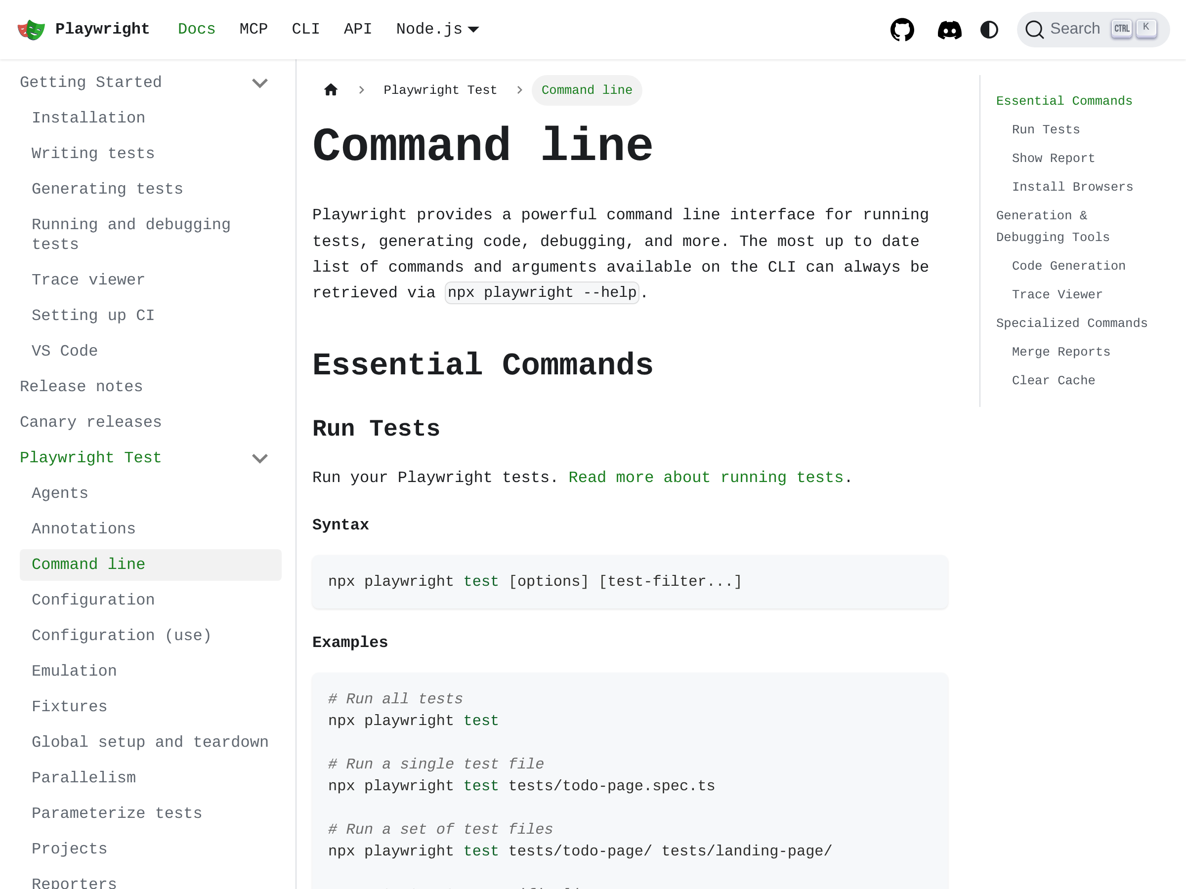 Screenshot of Playwright CLI website