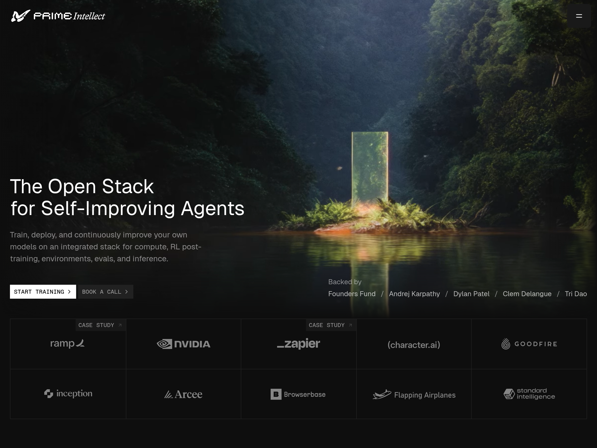 Screenshot of Prime Intellect website
