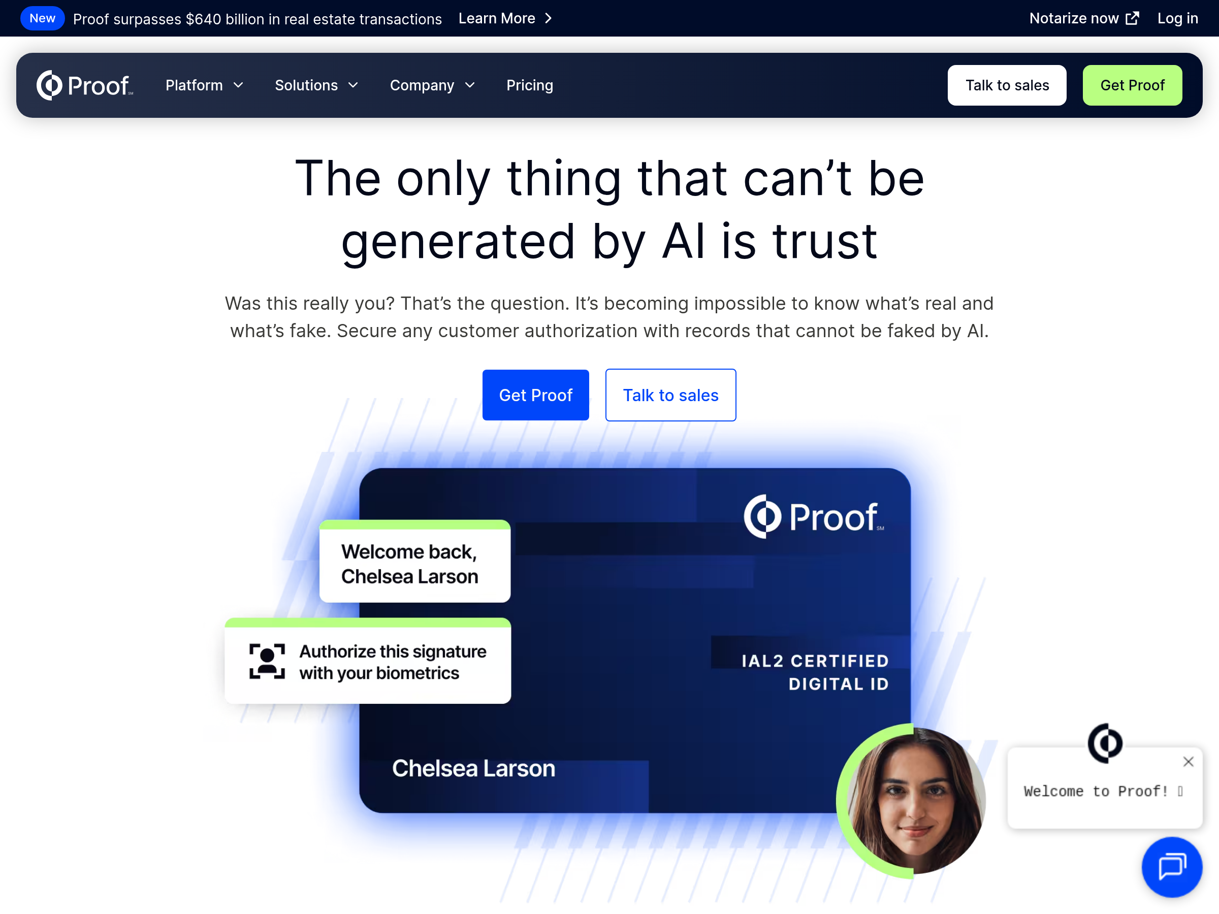 Screenshot of Proof website