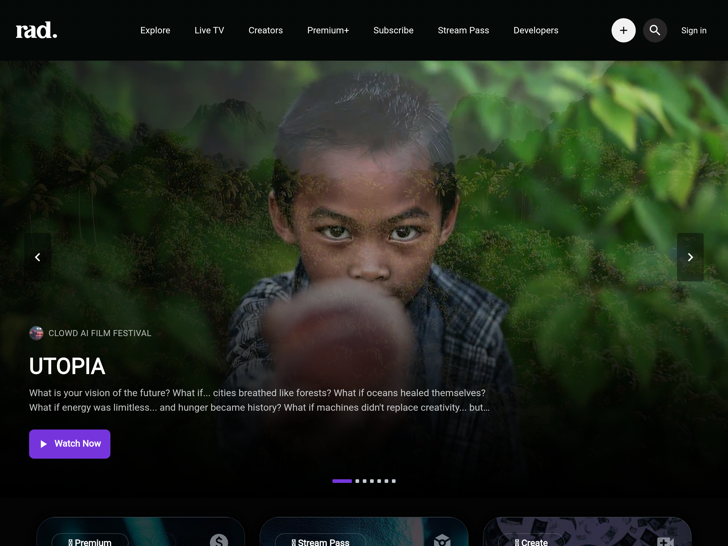 Screenshot of Rad TV website