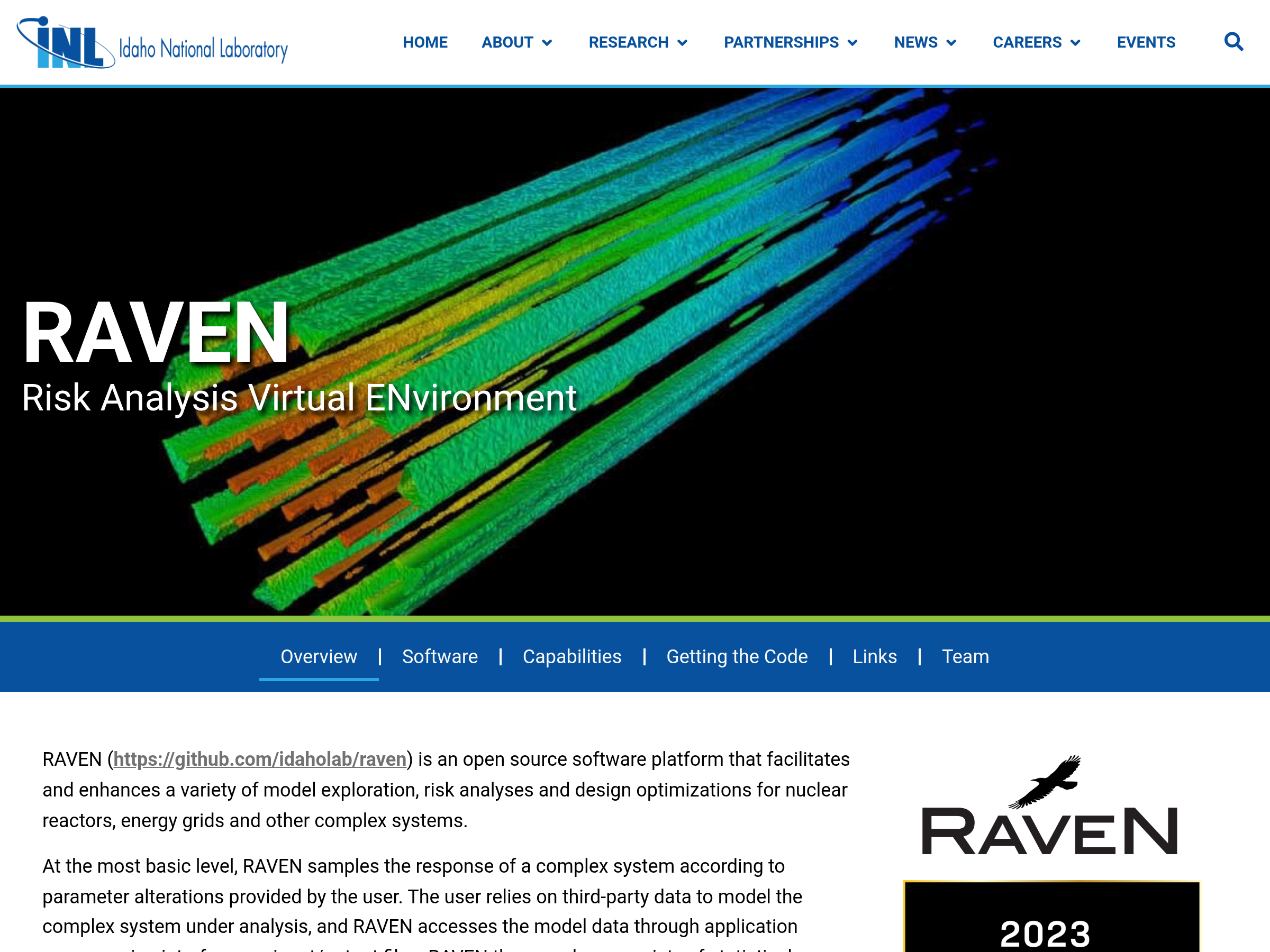 Screenshot of RAVEN website