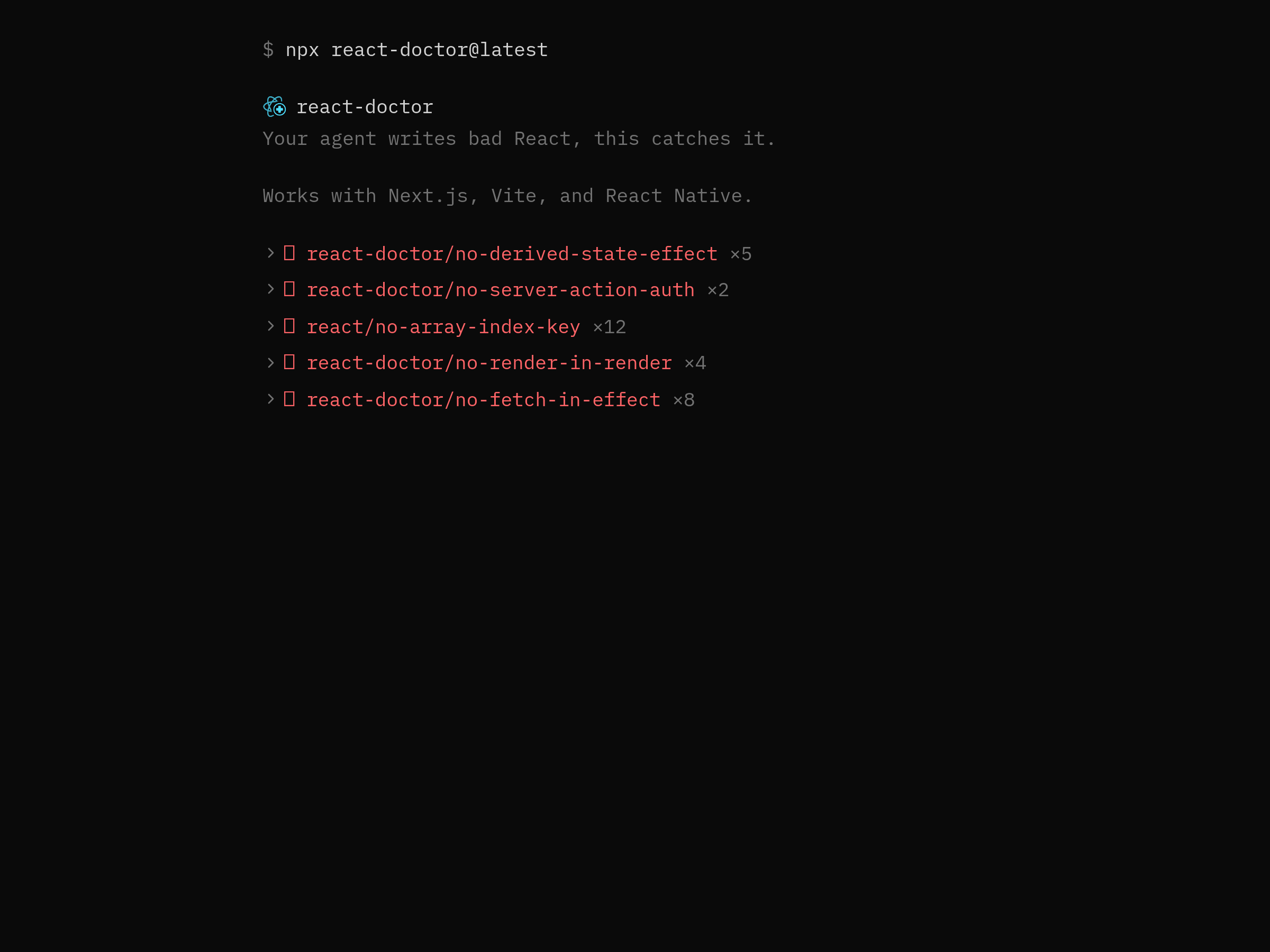 Screenshot of React Doctor website