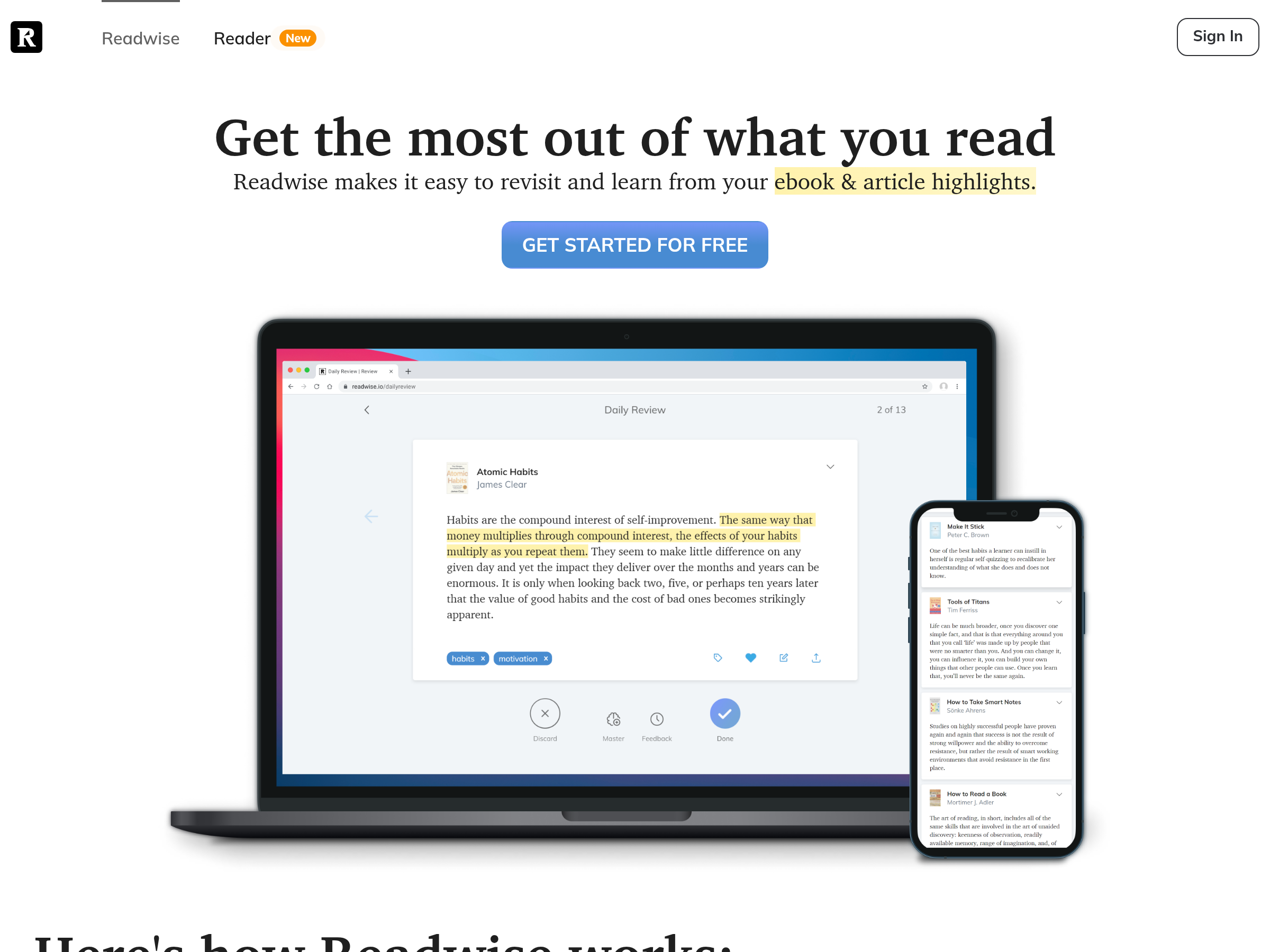 Screenshot of Readwise website
