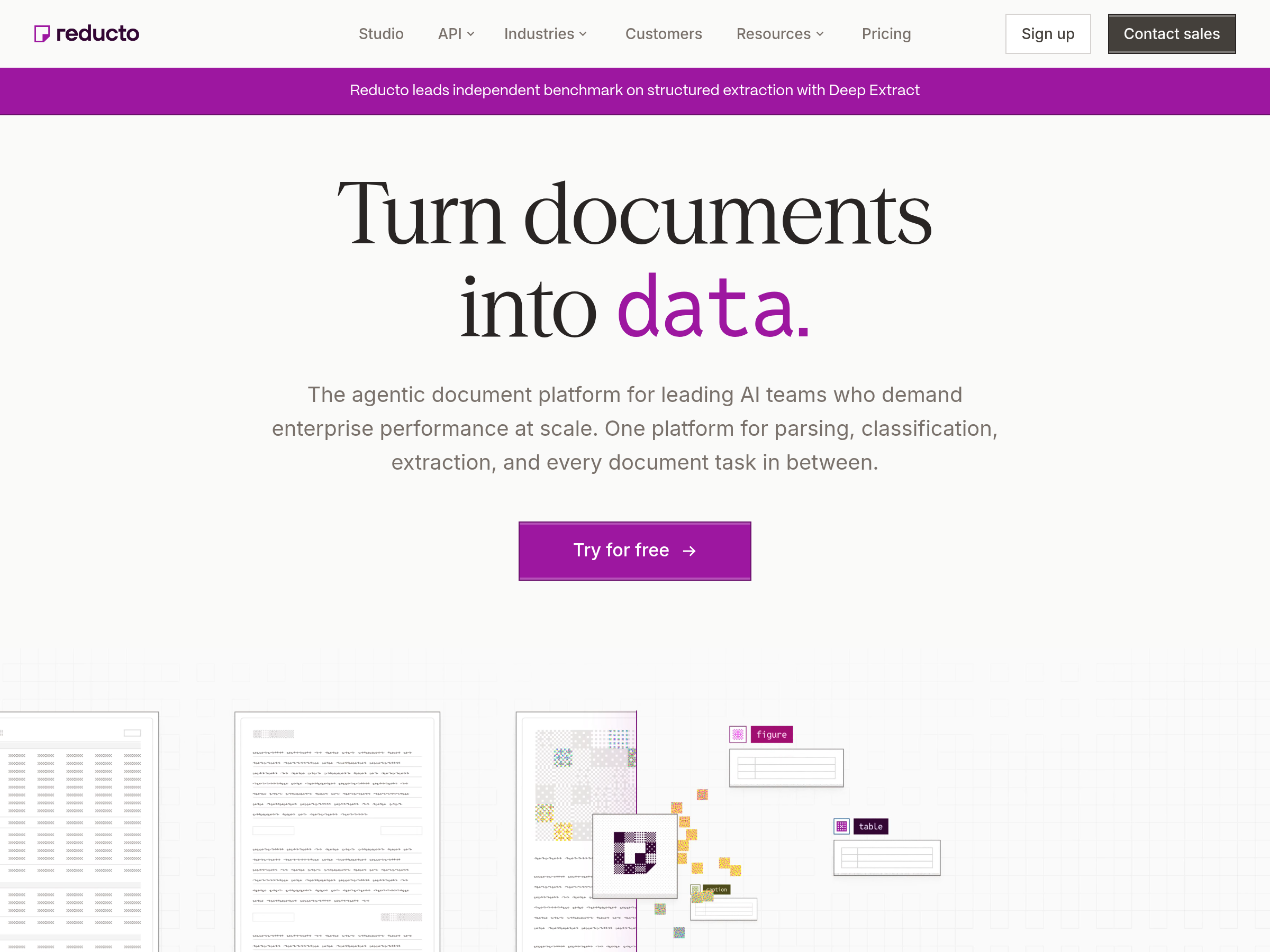 Screenshot of Reducto website
