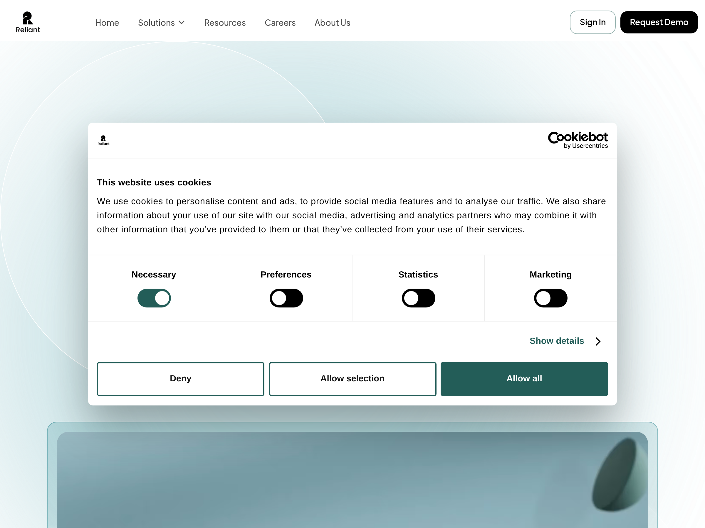 Screenshot of Reliant AI website