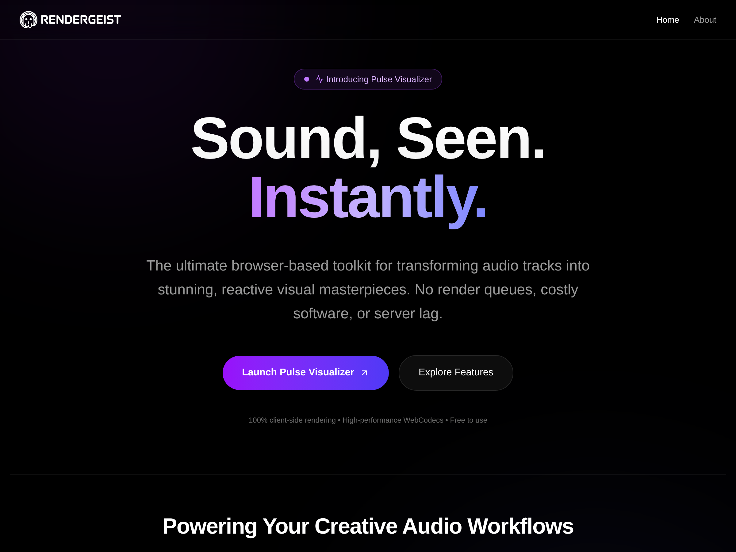 Screenshot of Rendergeist Pulse website