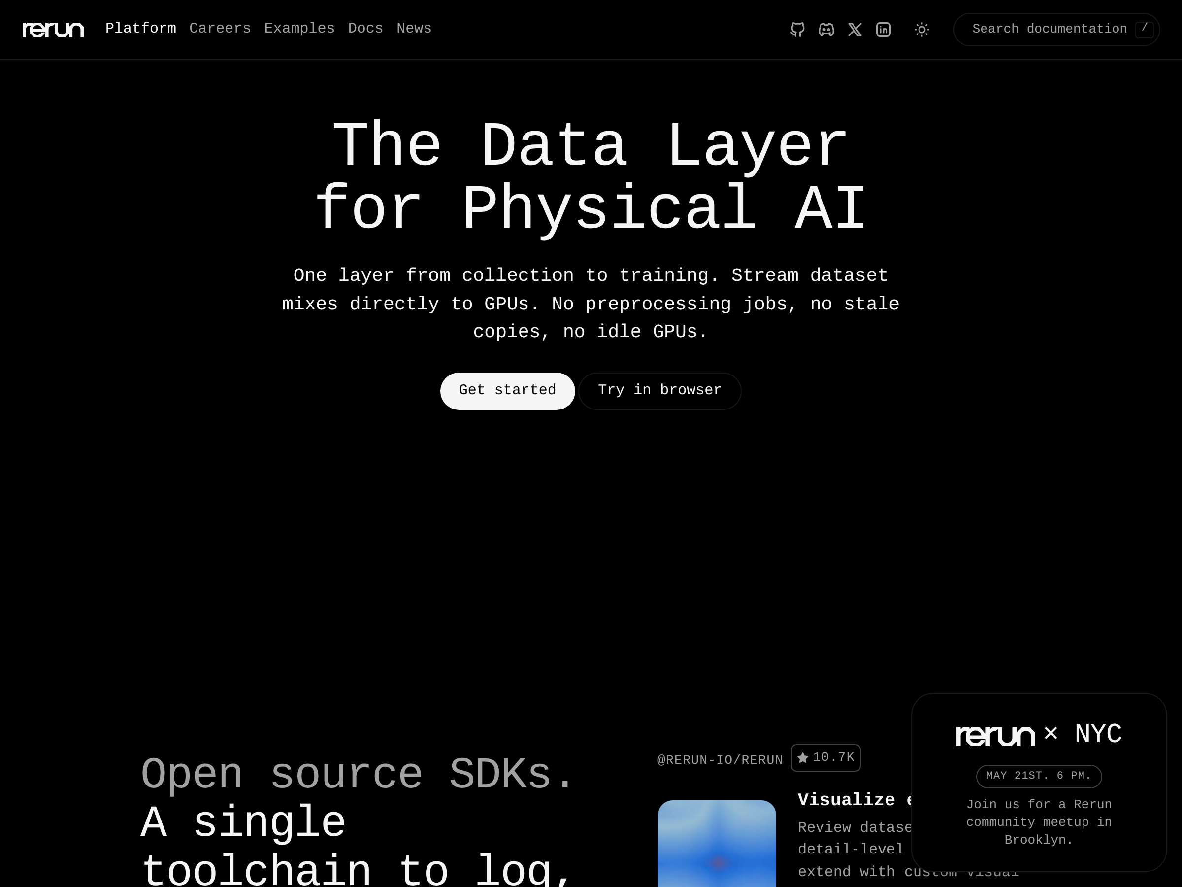 Screenshot of Rerun website
