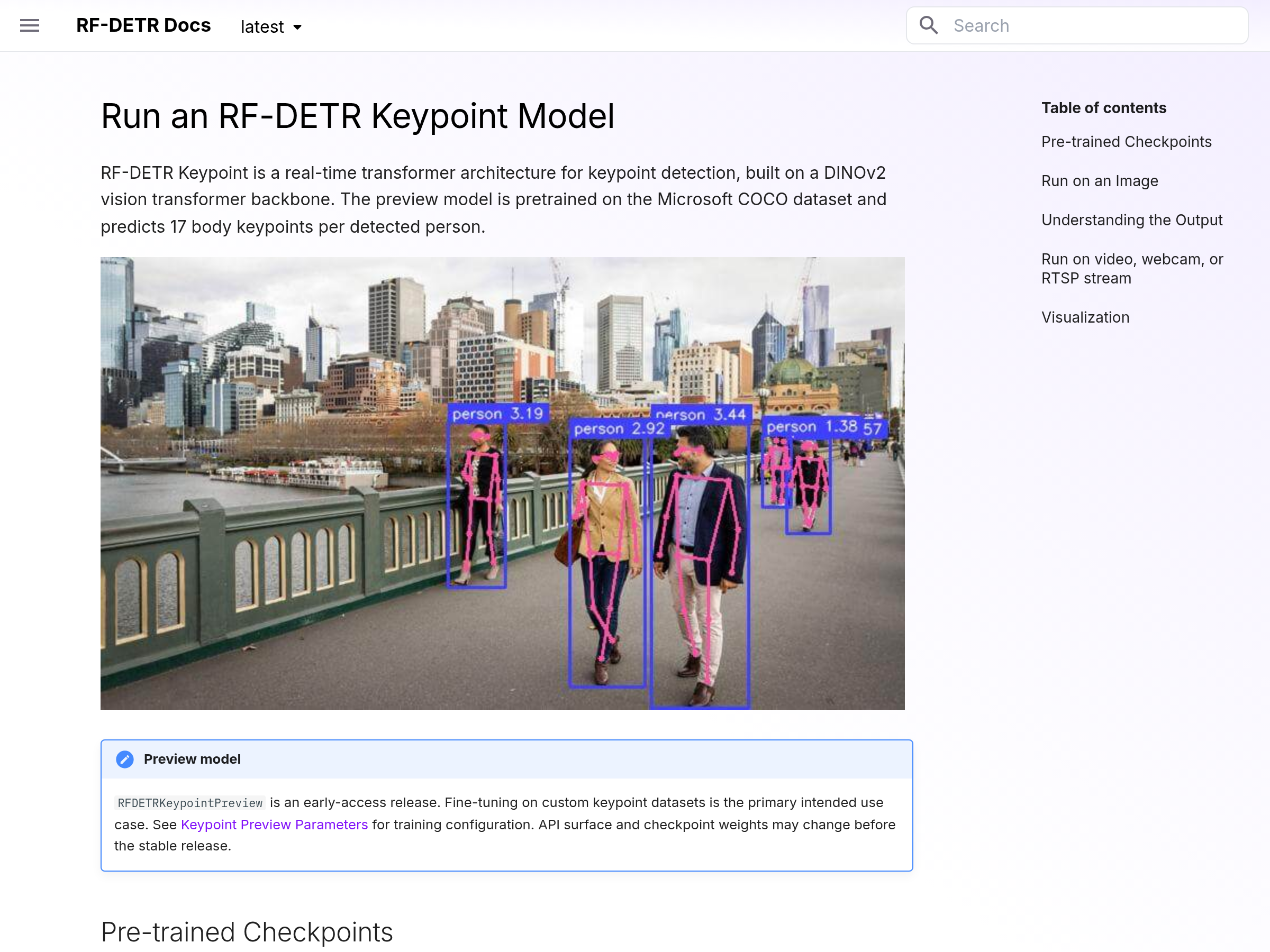 Screenshot of RF-DETR Keypoint website