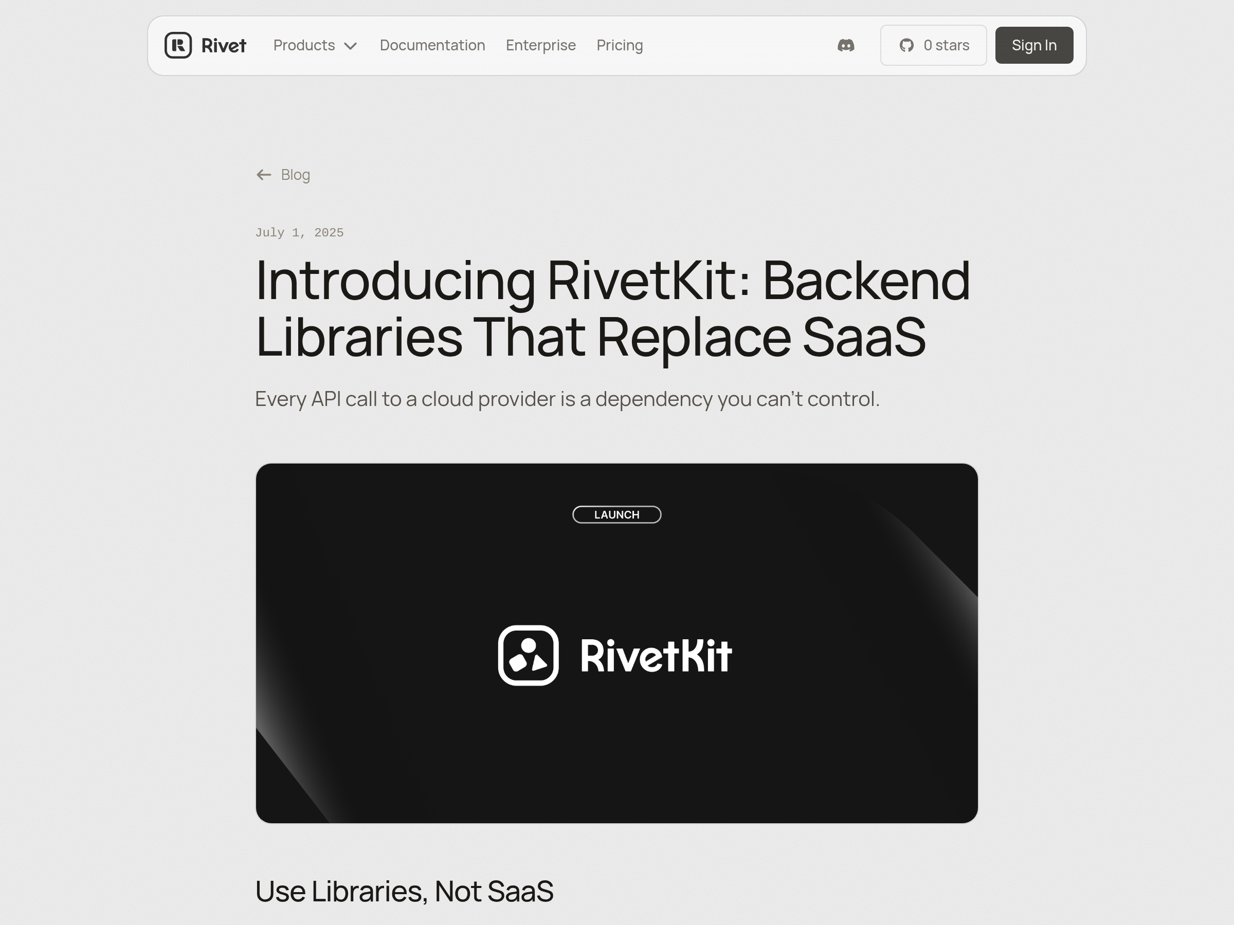 Screenshot of RivetKit website