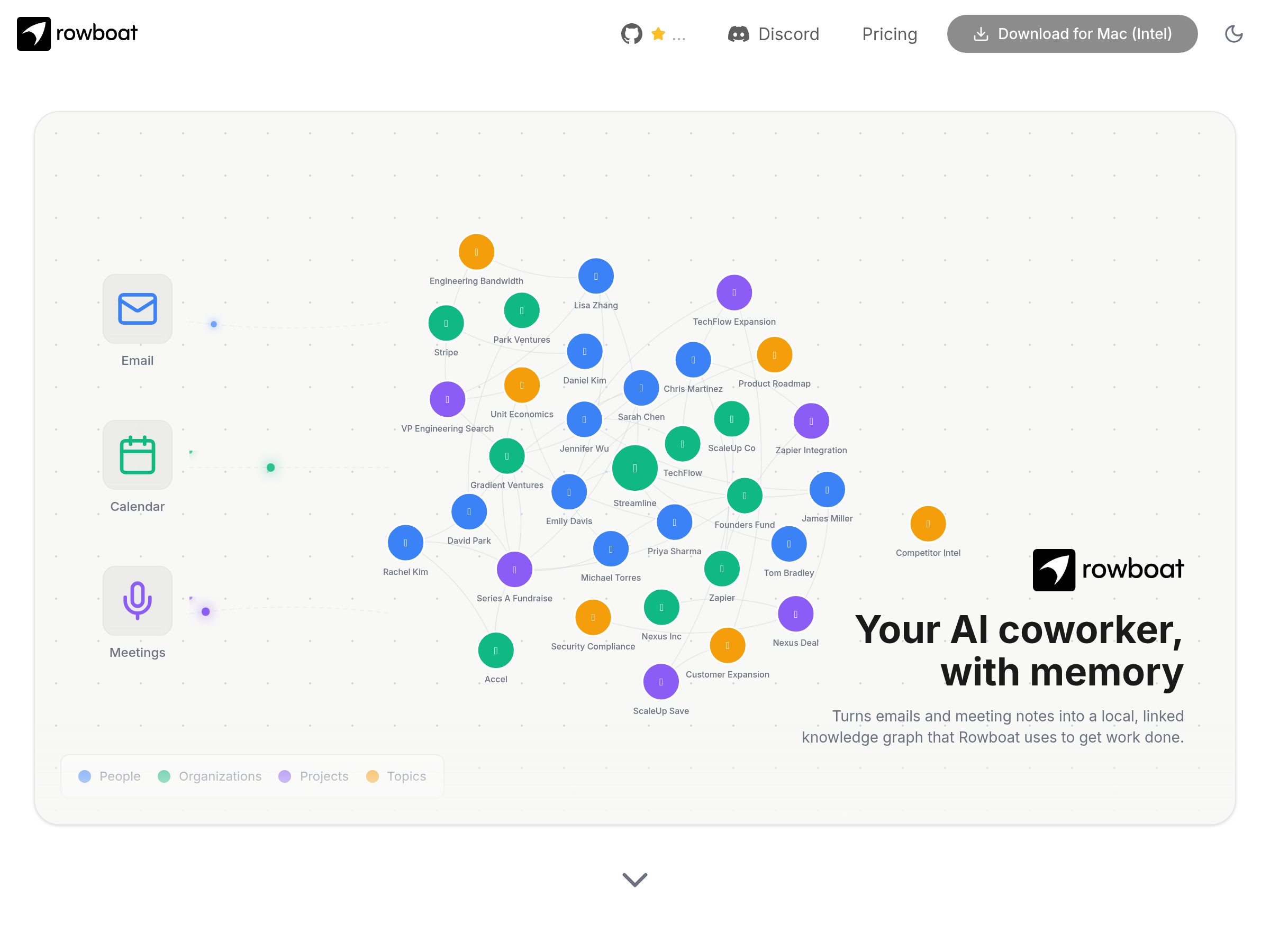 Screenshot of Rowboat website