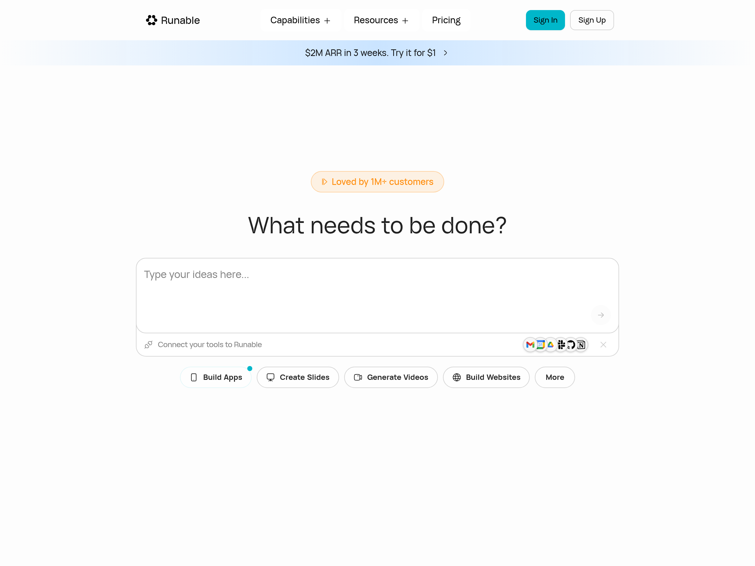 Screenshot of Runable website