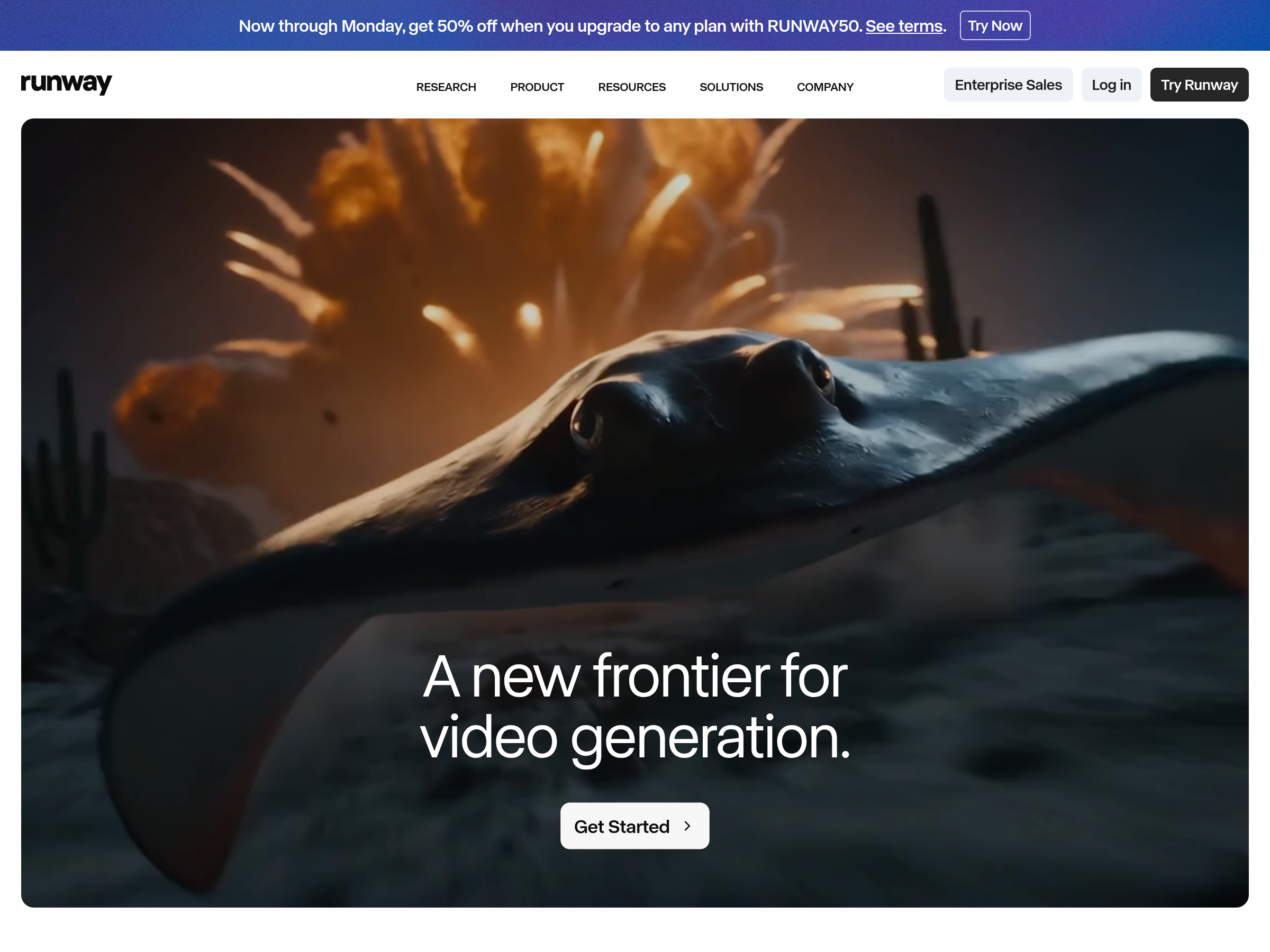 Screenshot of Runway website