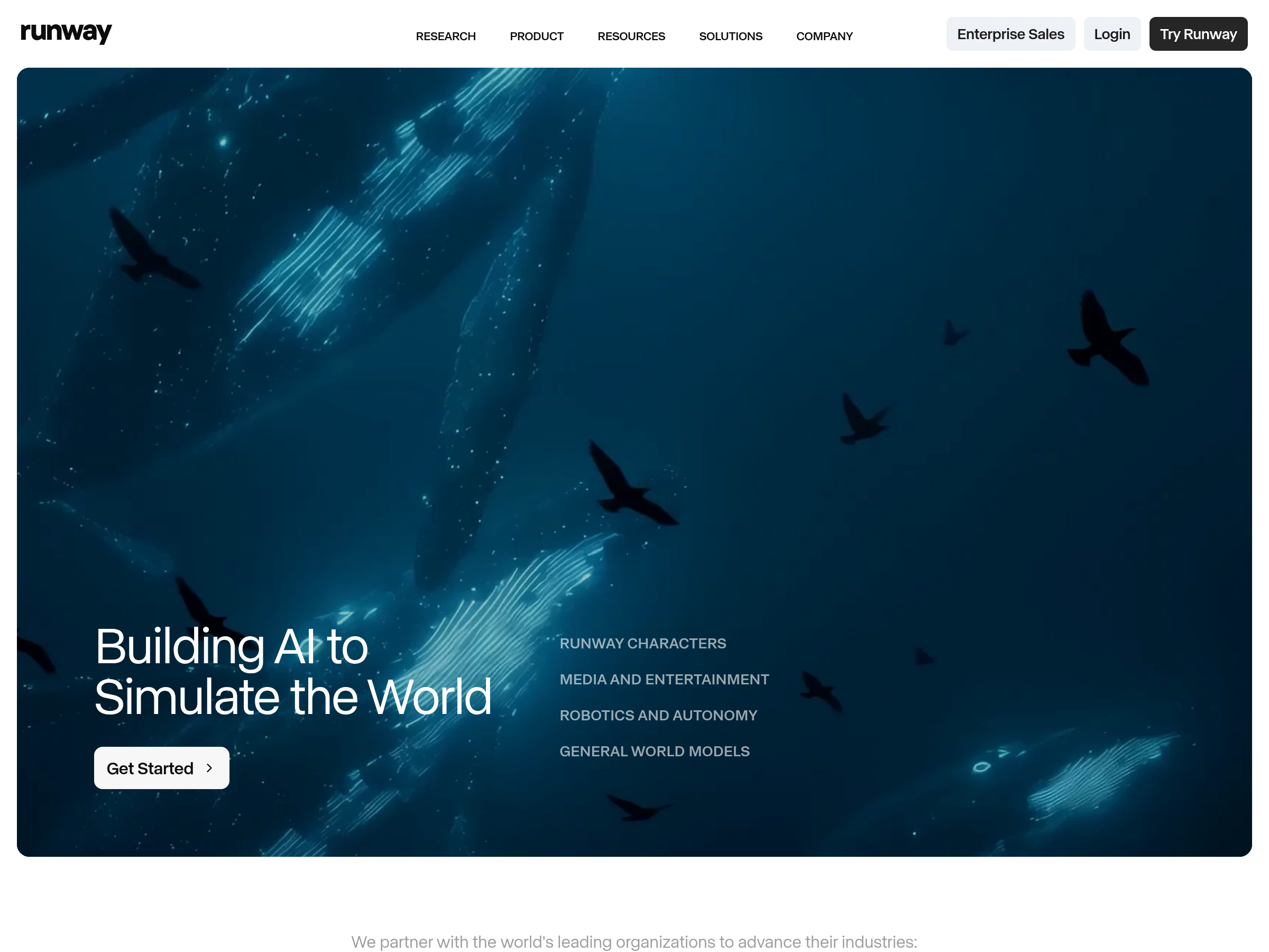 Screenshot of Runway MCP website