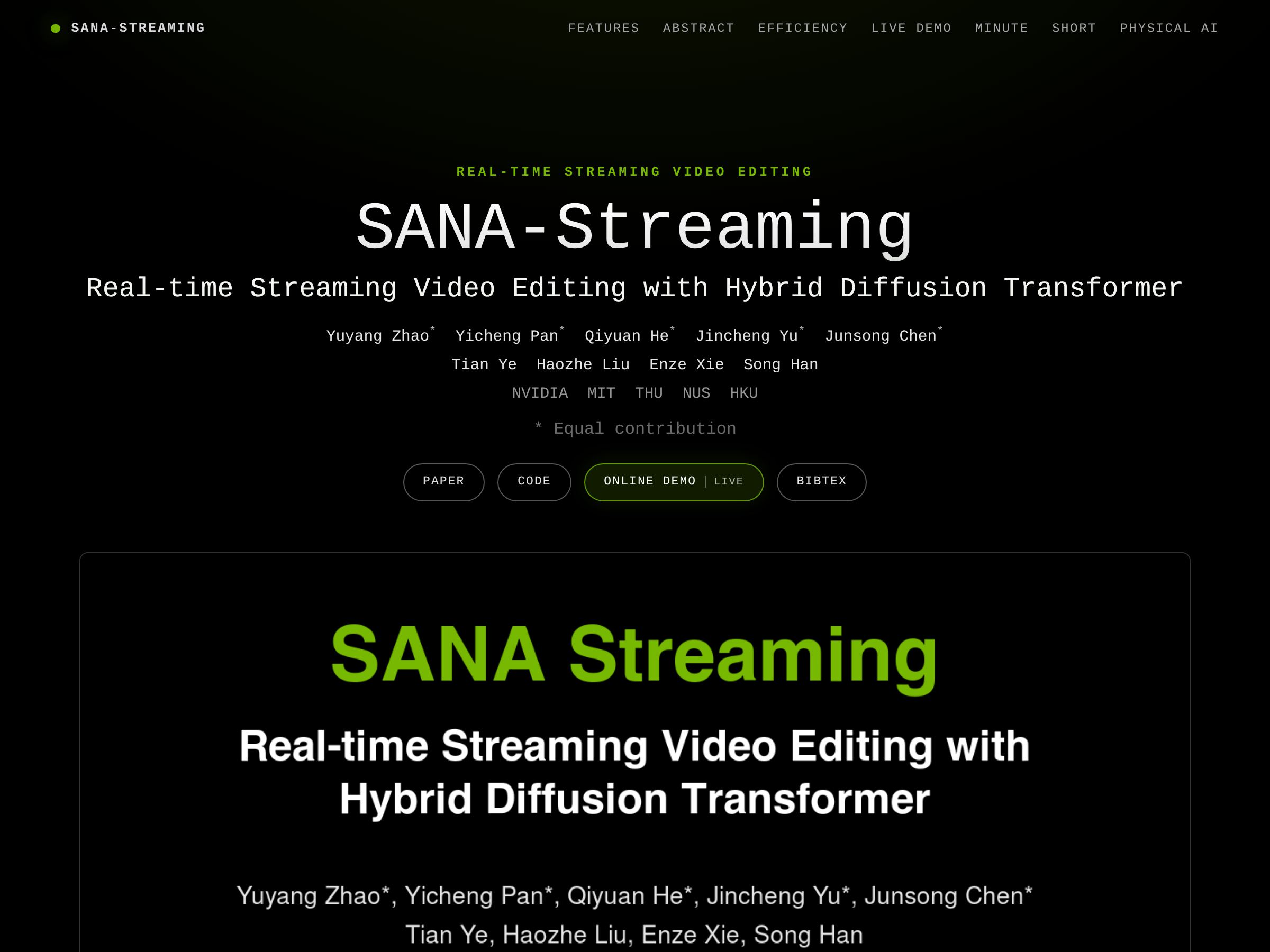 Screenshot of SANA-Streaming website