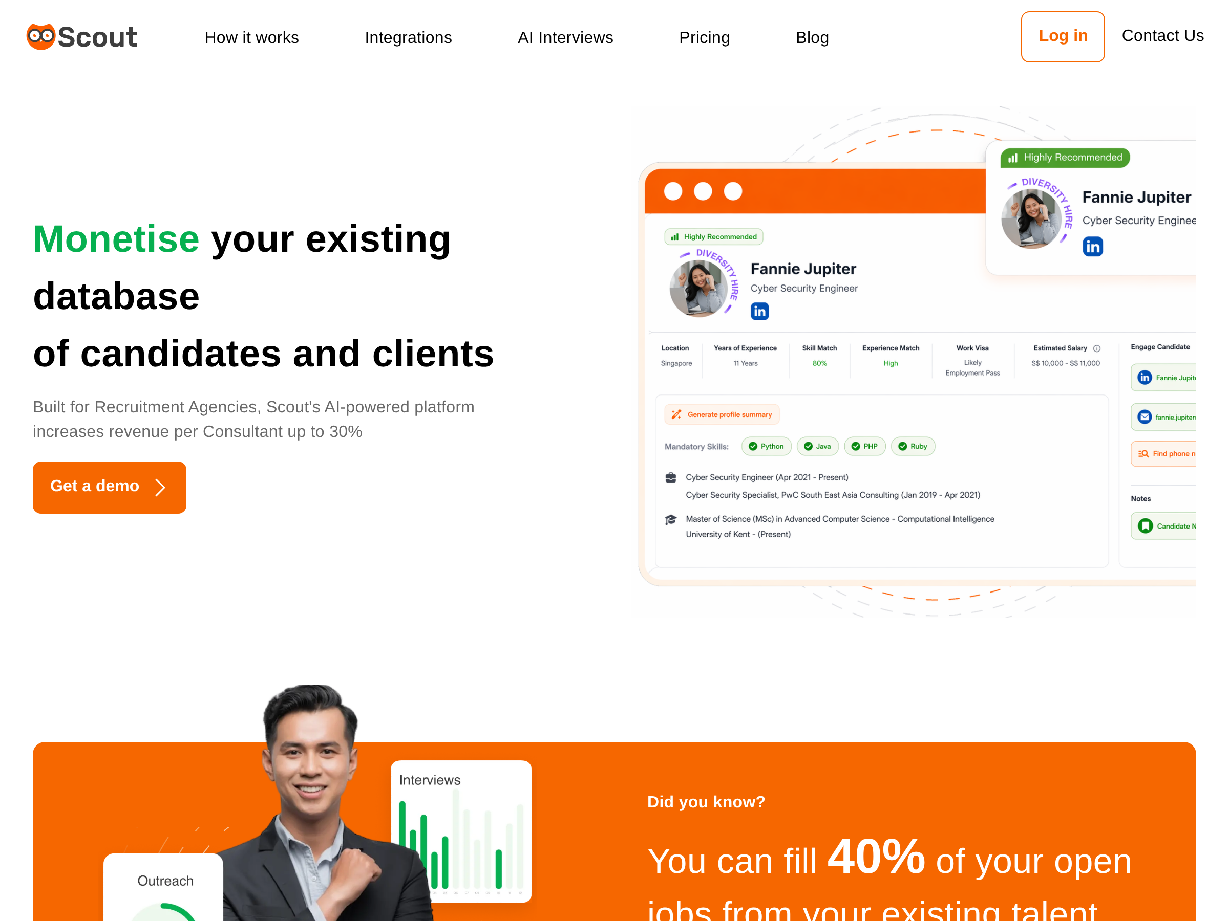 Screenshot of Scout website
