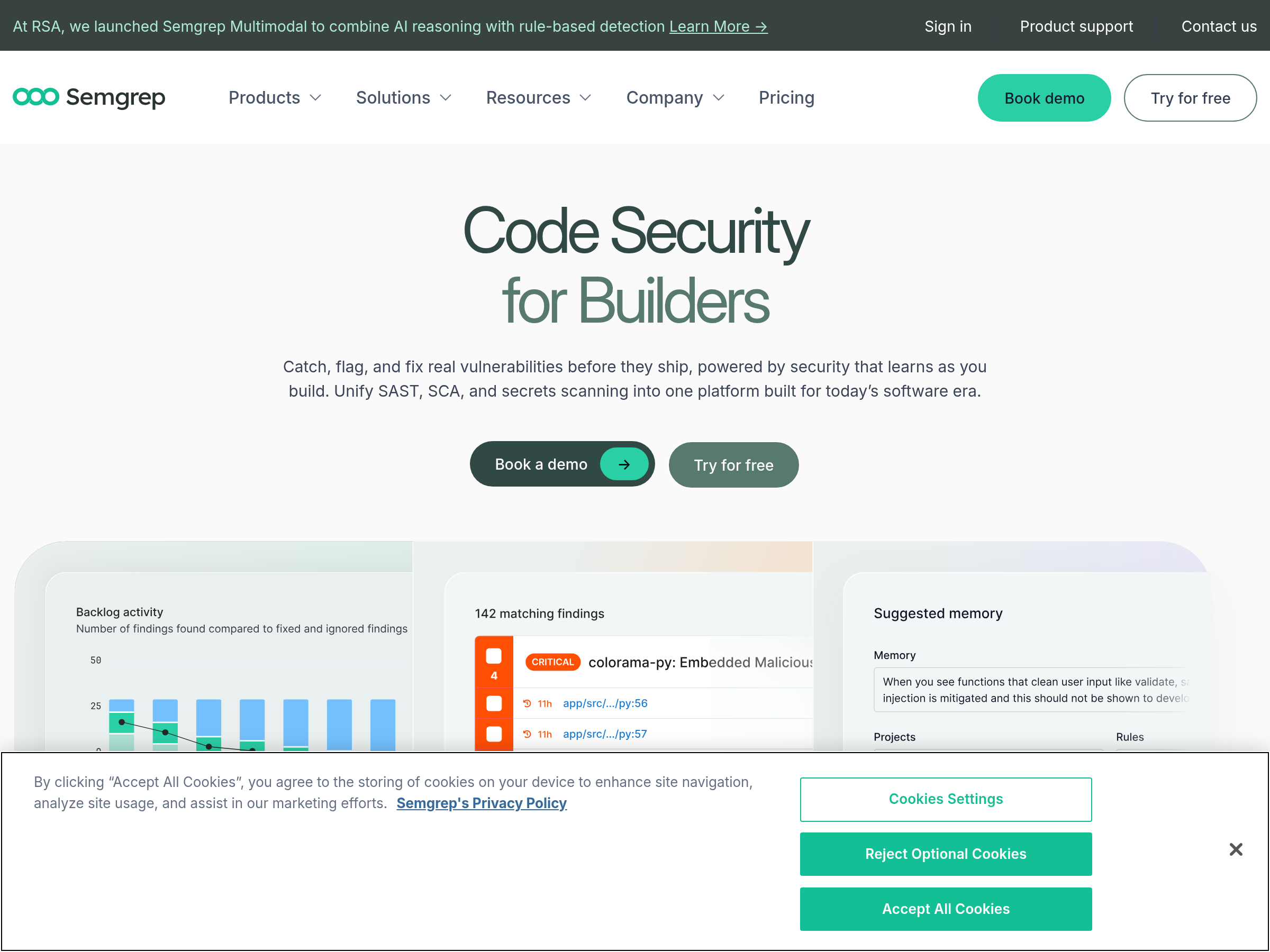 Screenshot of Semgrep website