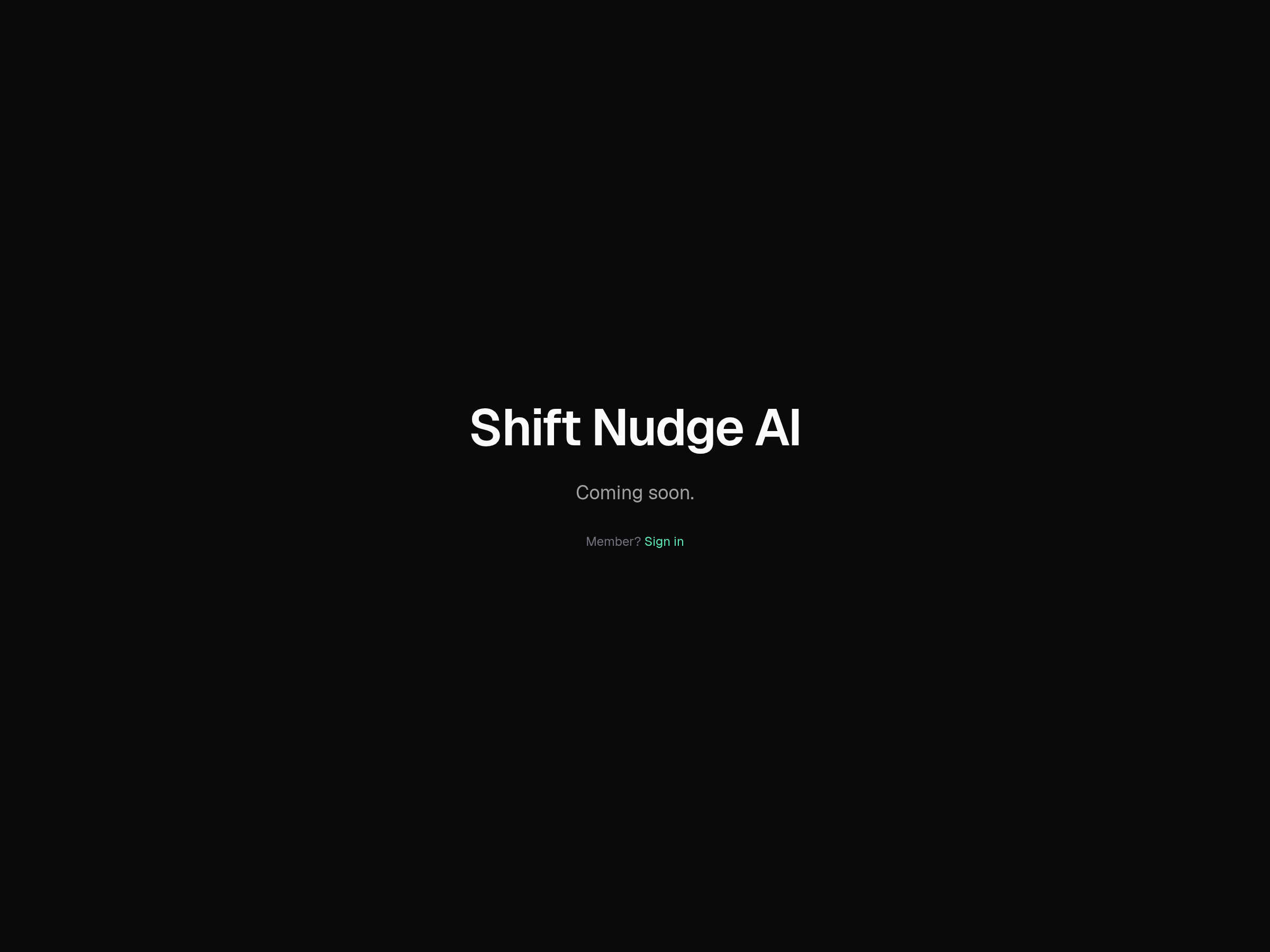 Screenshot of Shift Nudge AI website
