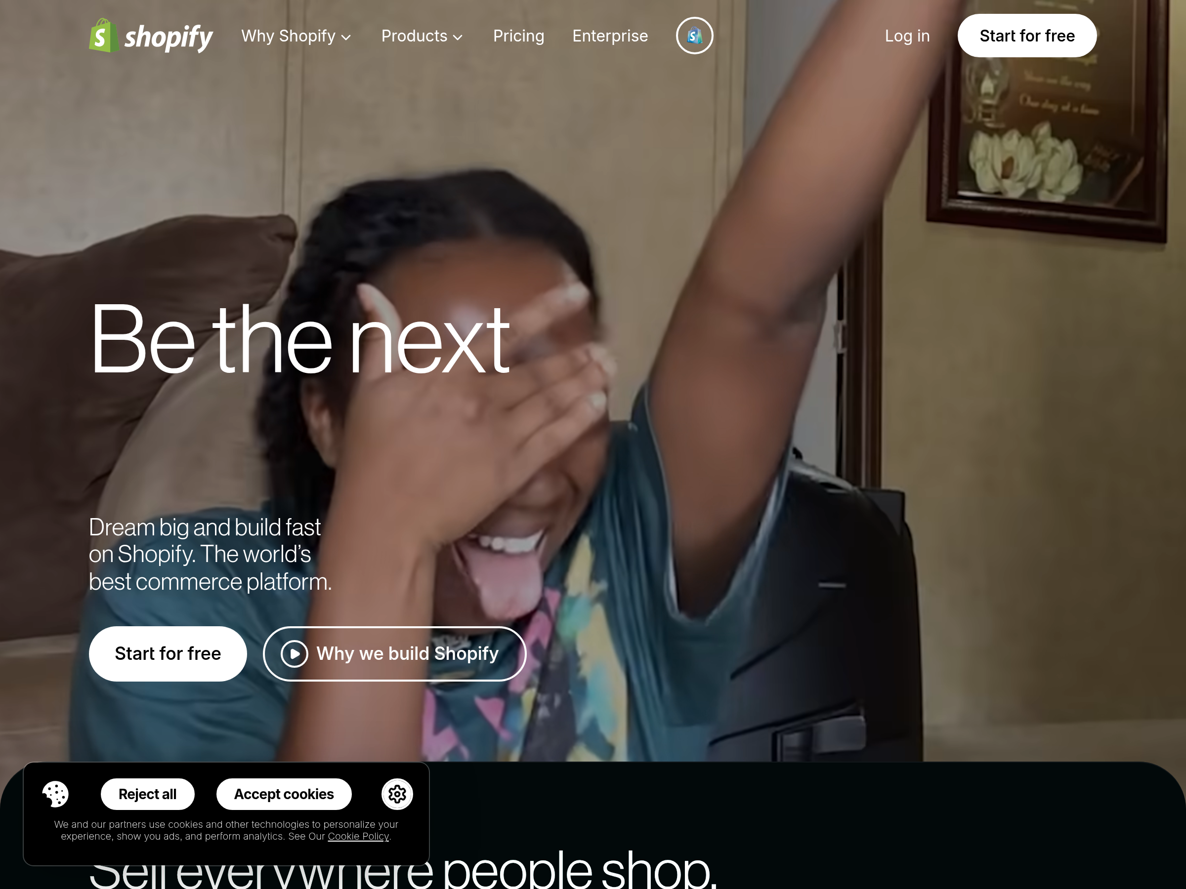 Screenshot of Shopify website