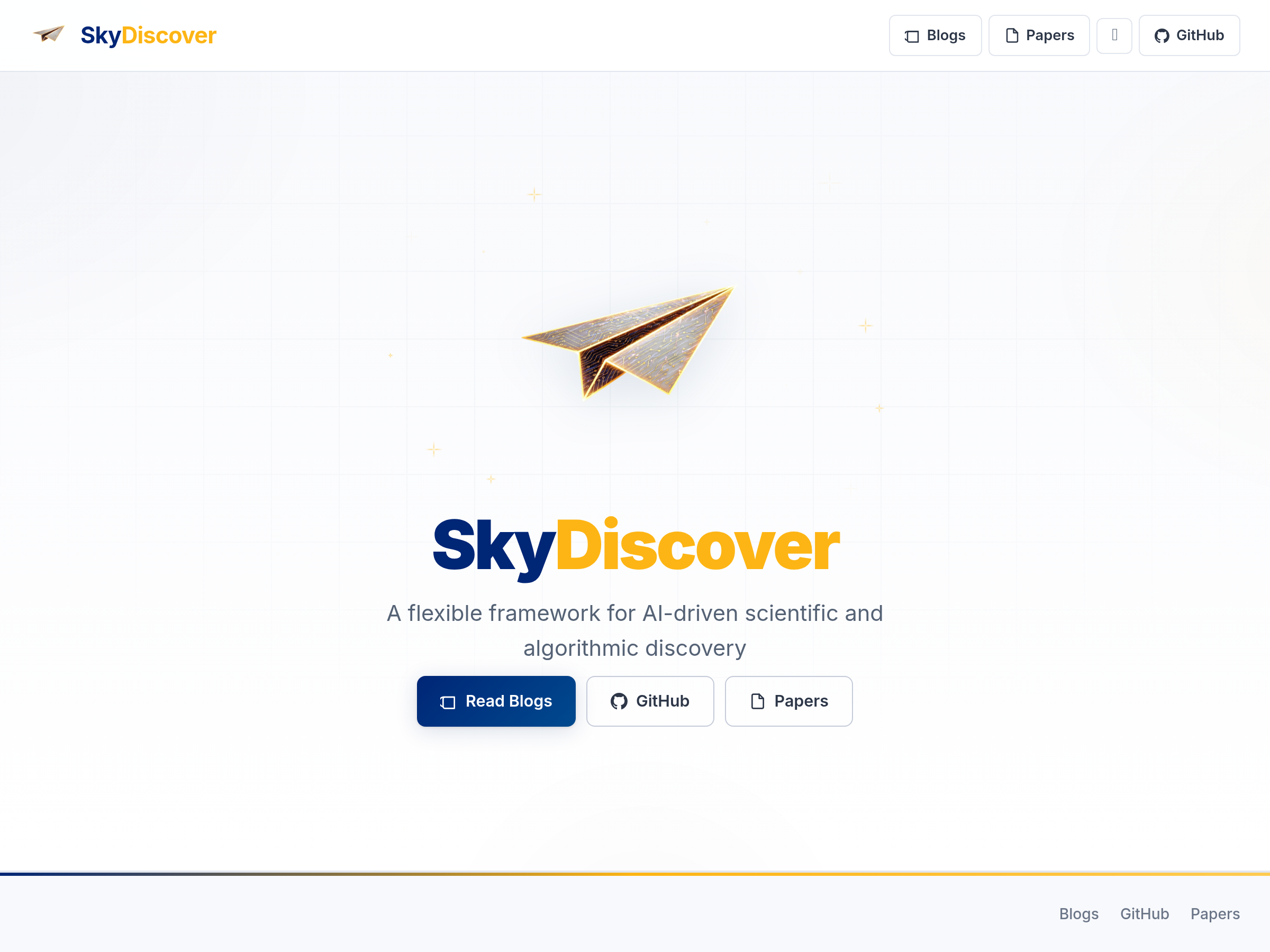 Screenshot of SkyDiscover website