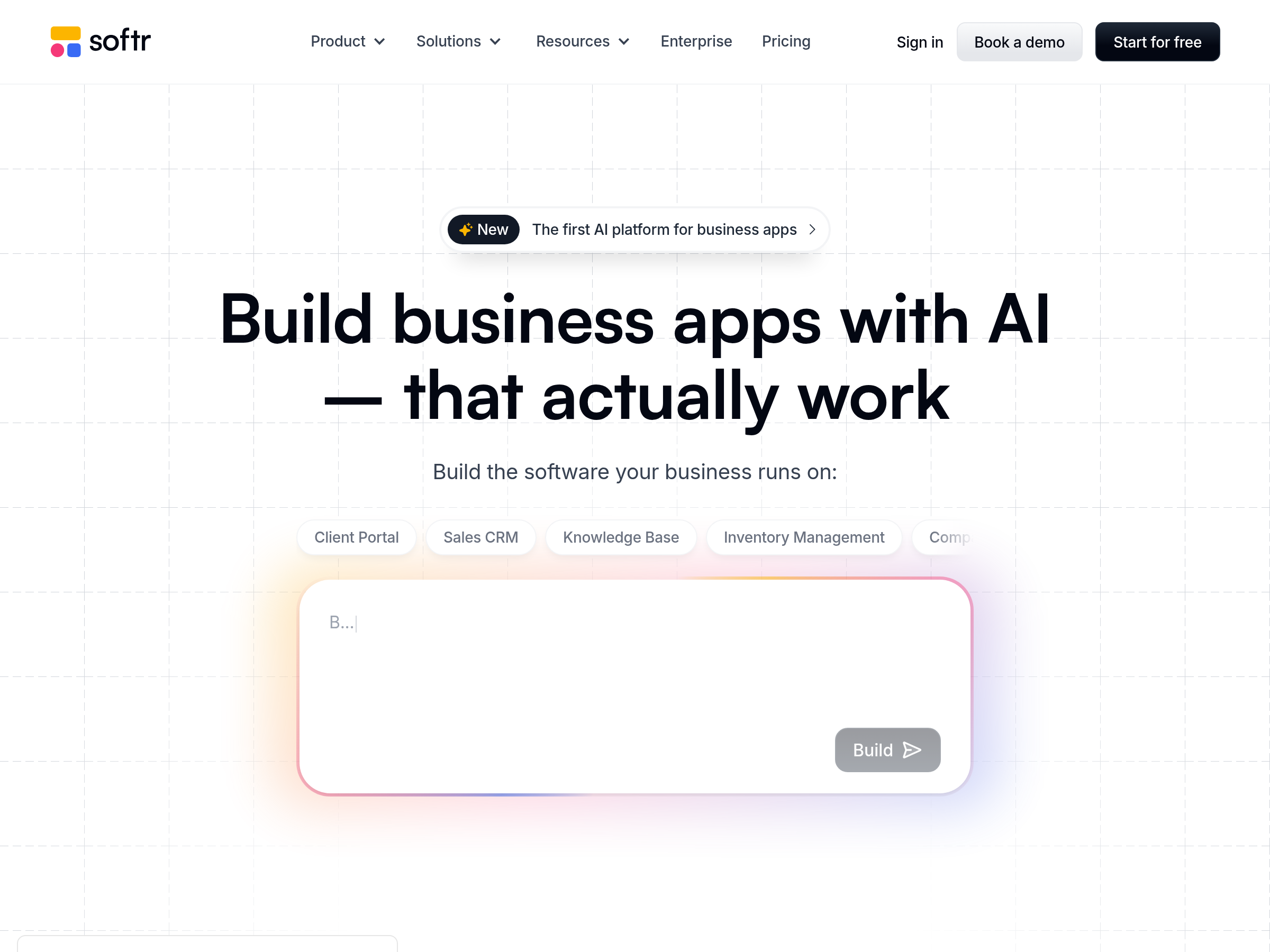 Screenshot of Softr website
