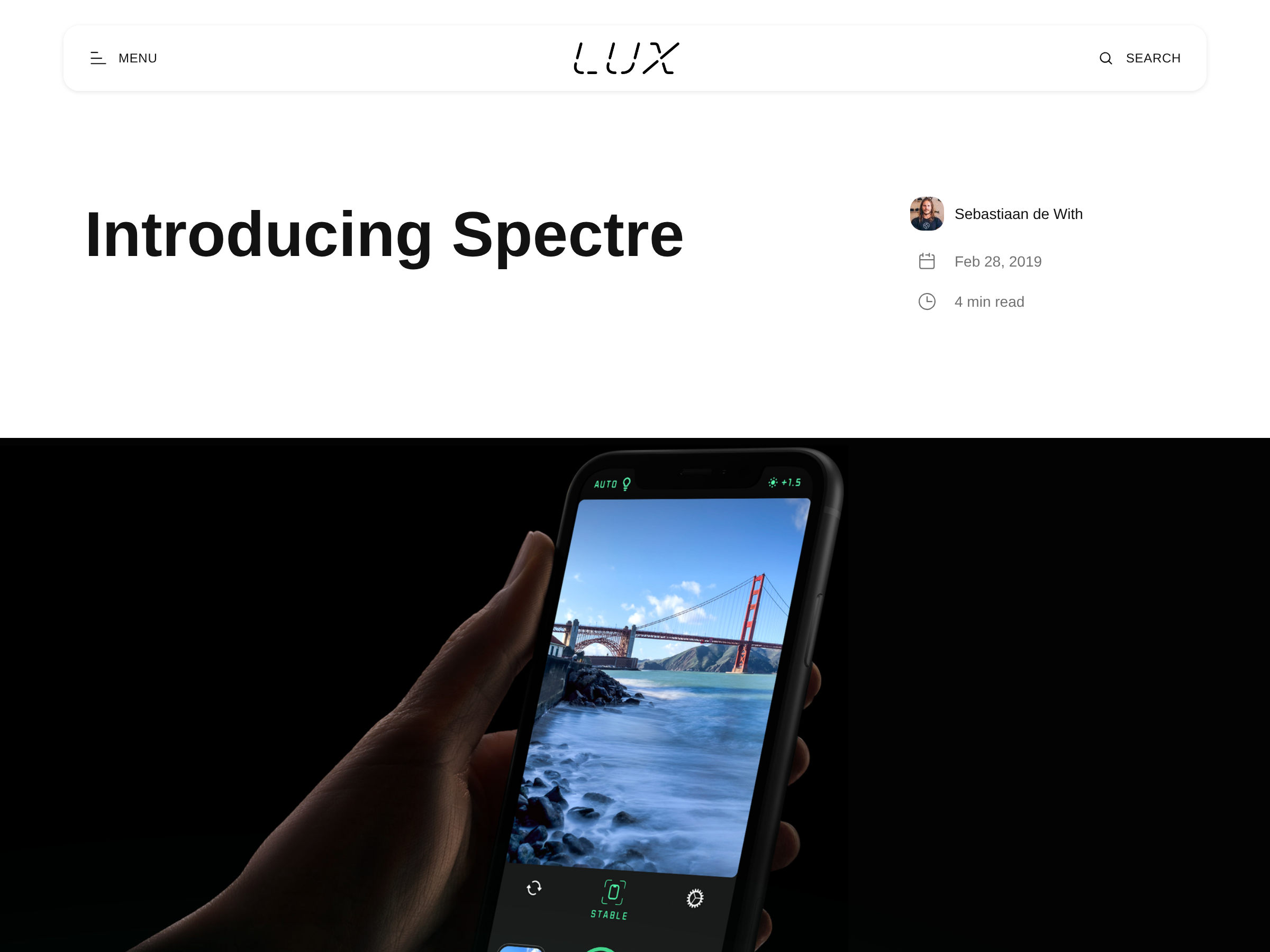 Screenshot of Spectre website