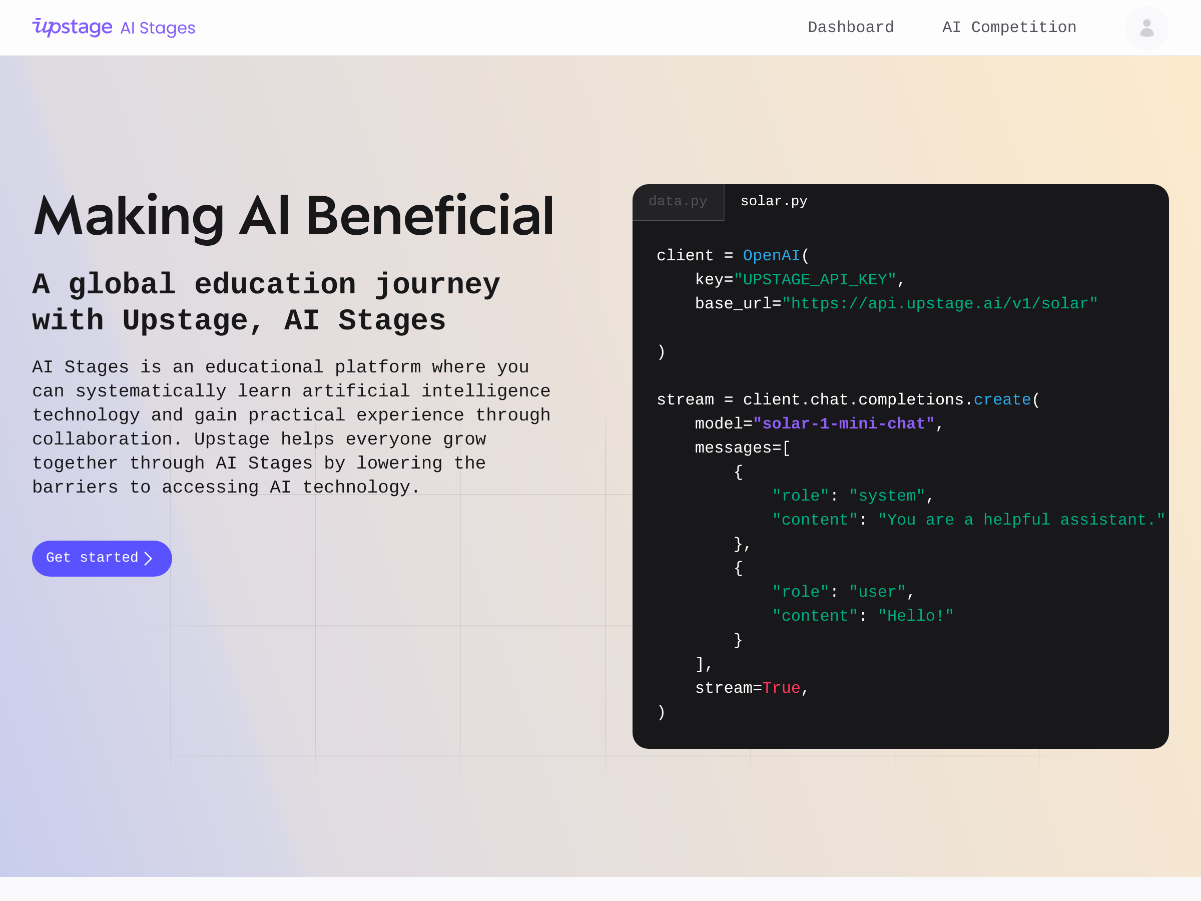 Screenshot of STAGES website