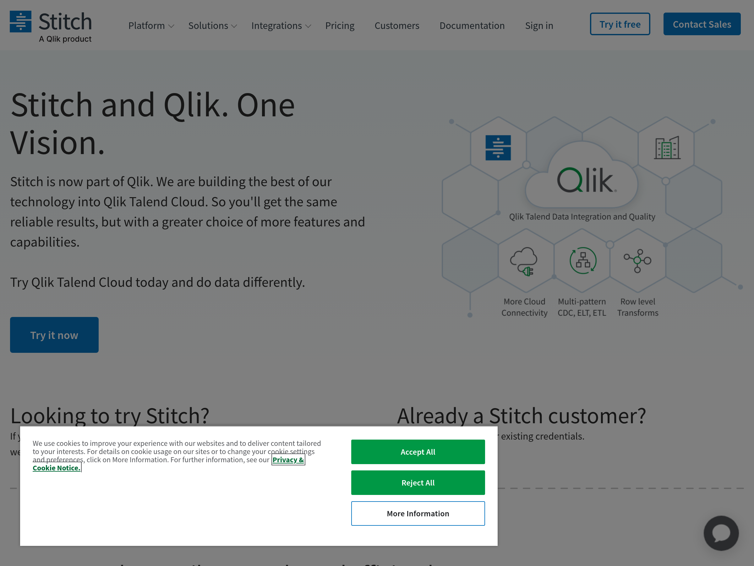 Screenshot of Stitch website