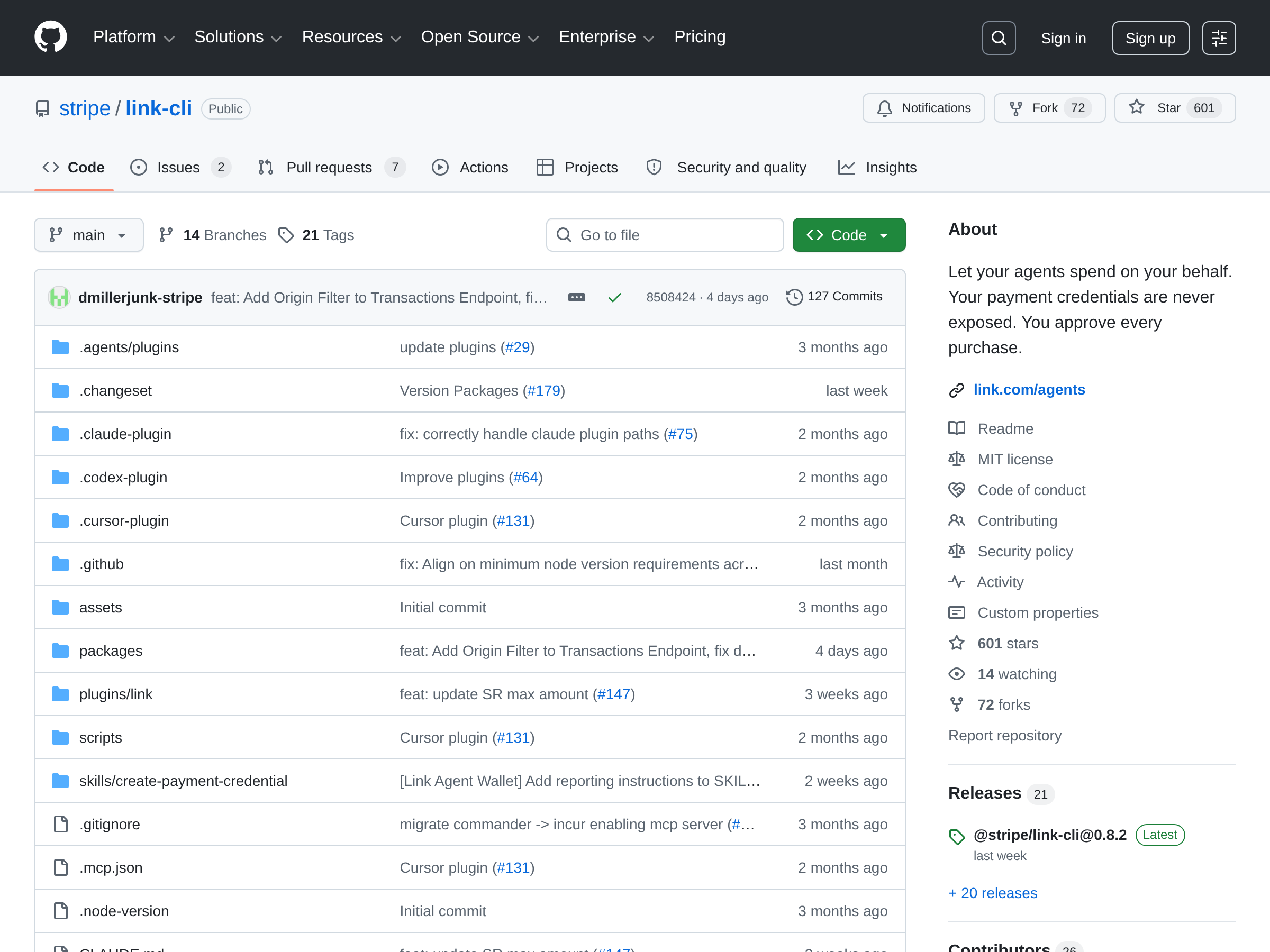 Screenshot of Link CLI website