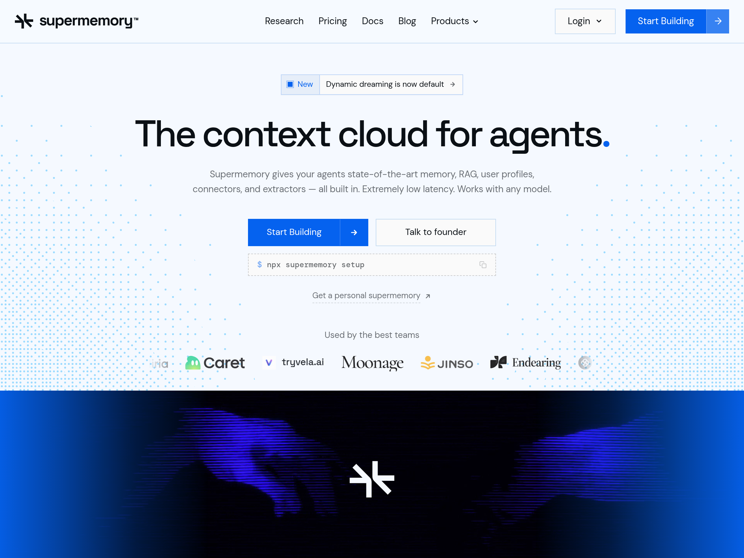 Screenshot of Supermemory website