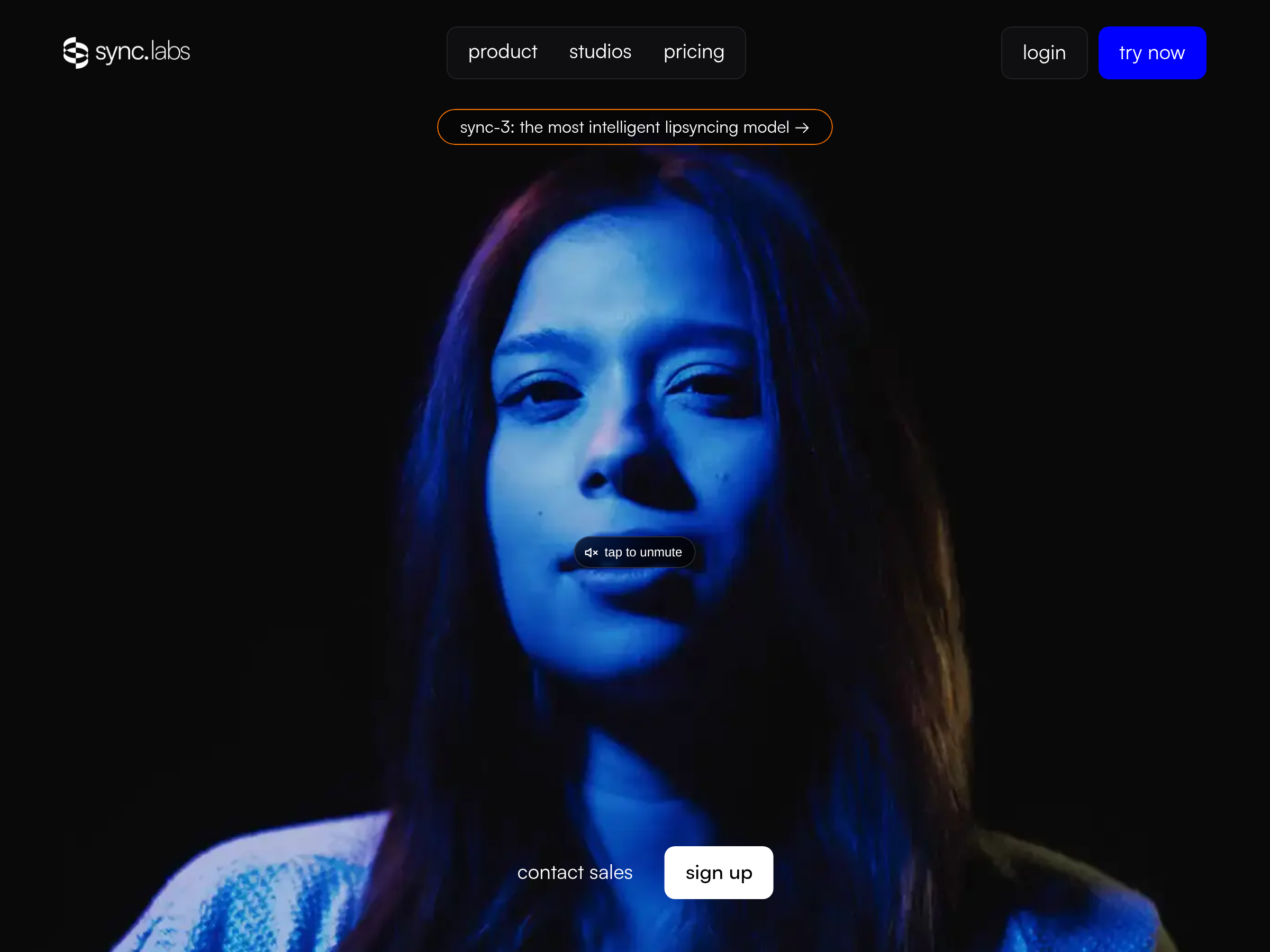 Screenshot of Sync Labs website