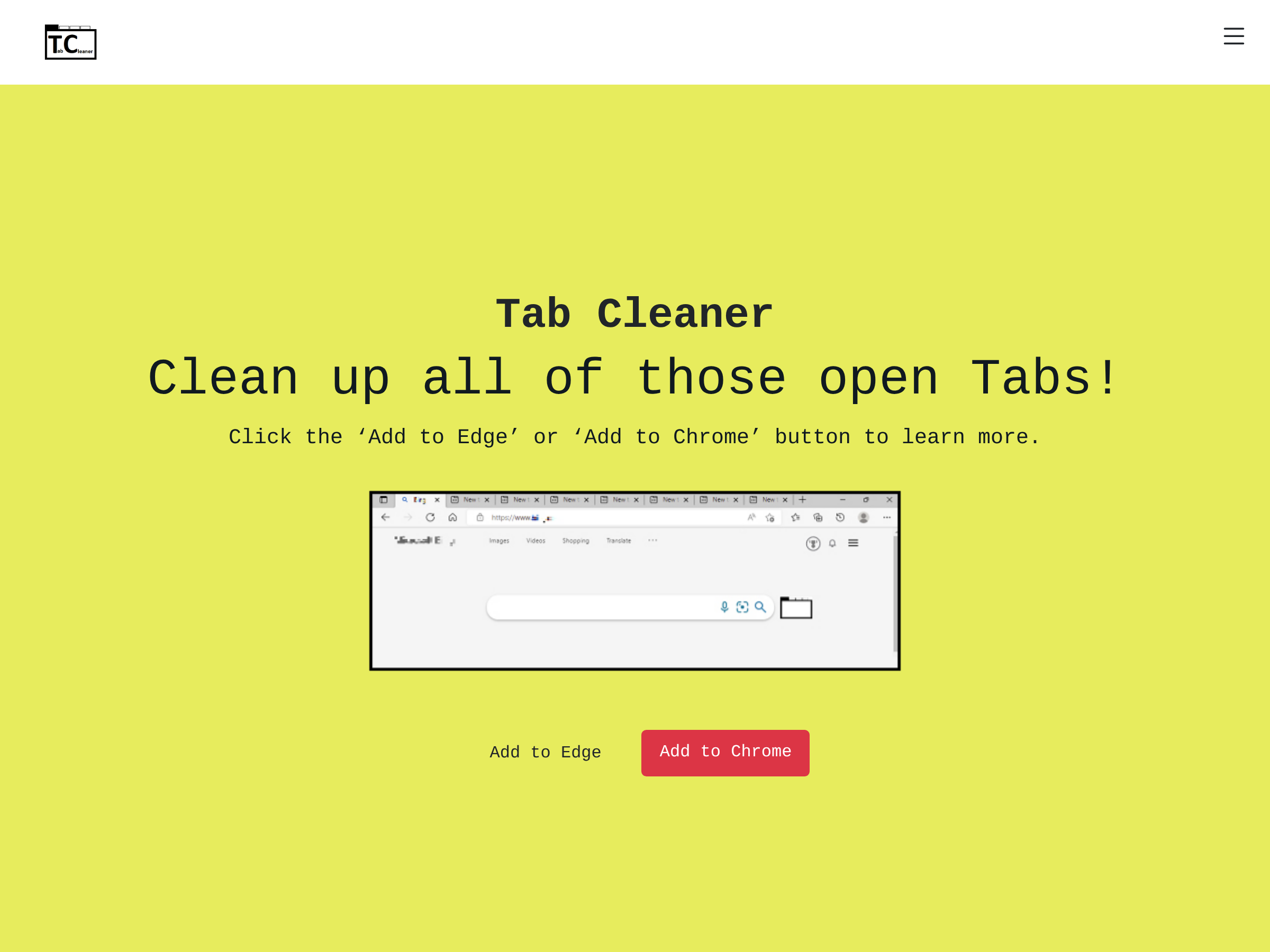 Screenshot of Tab Cleaner website